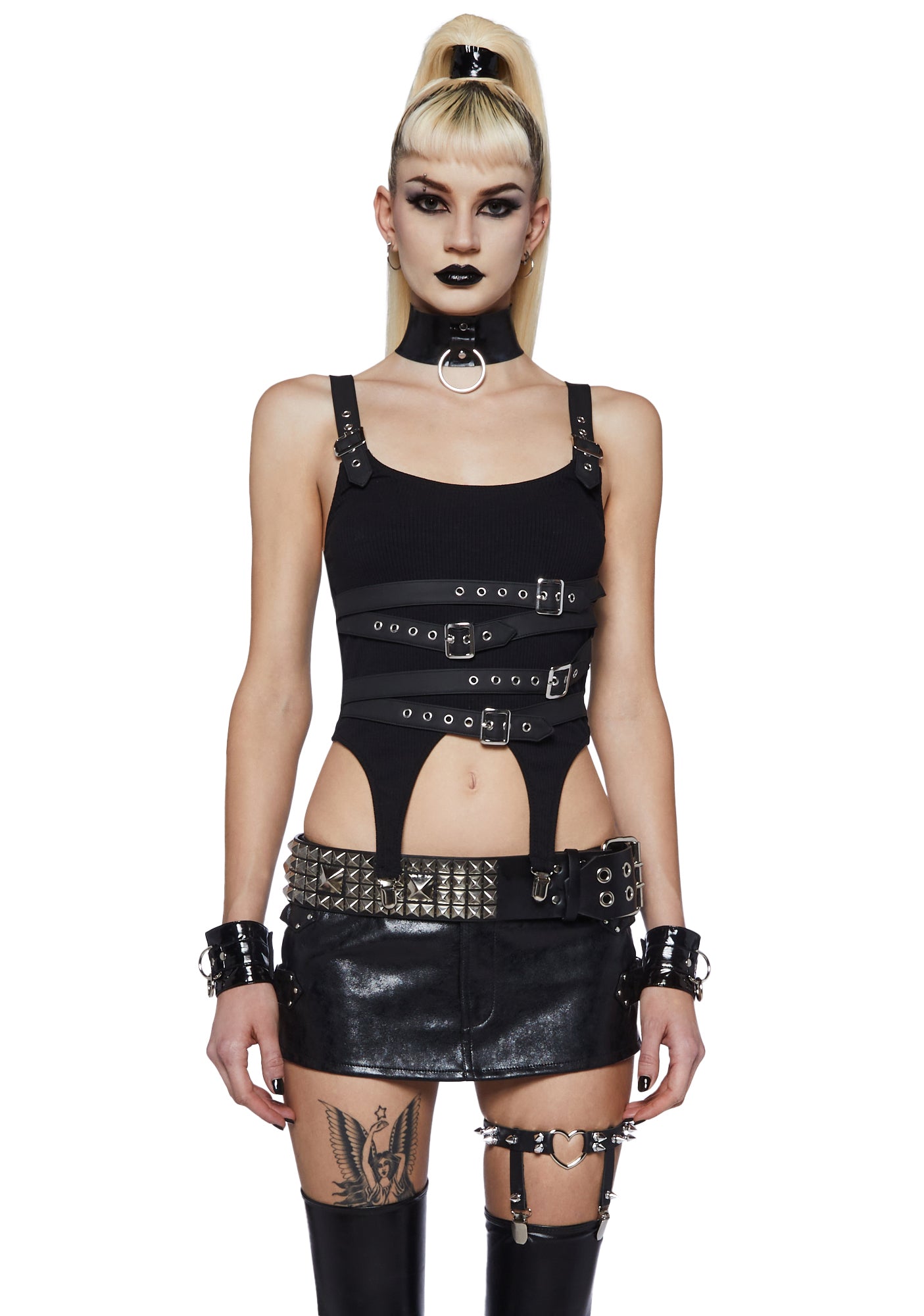 Widow Buckle Garter Top - Black – Dolls Kill