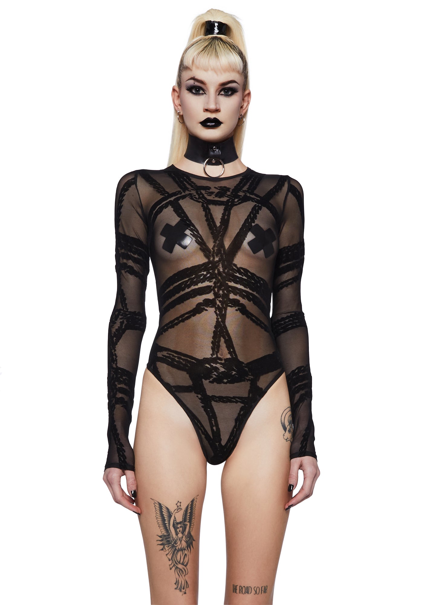 Forbidden Clothing Vinyl Zip Up Long Sleeve Bodysuit - Black – Dolls Kill