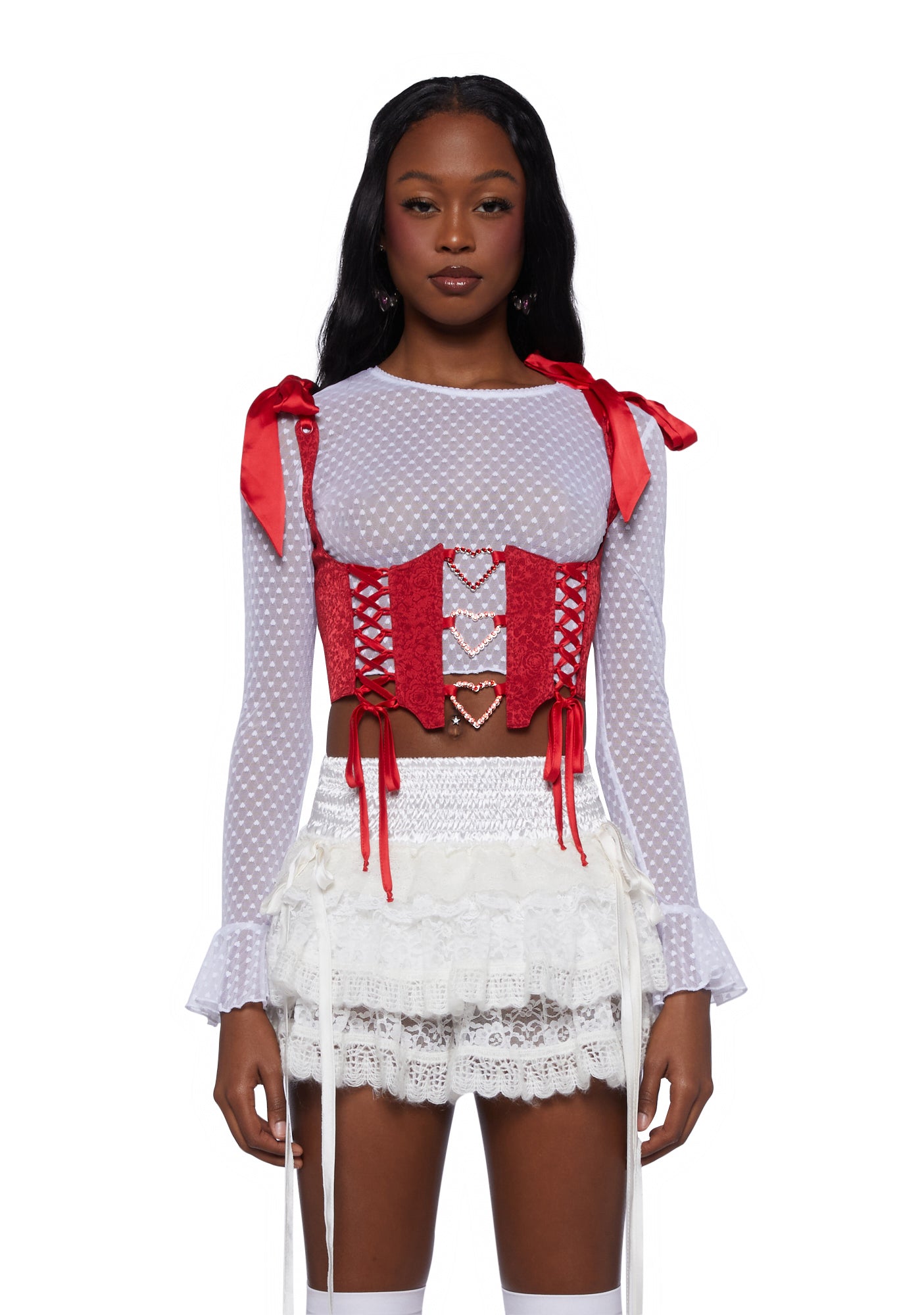 Sugar Thrillz Satin Brocade Underbust Corset - Red – Dolls Kill