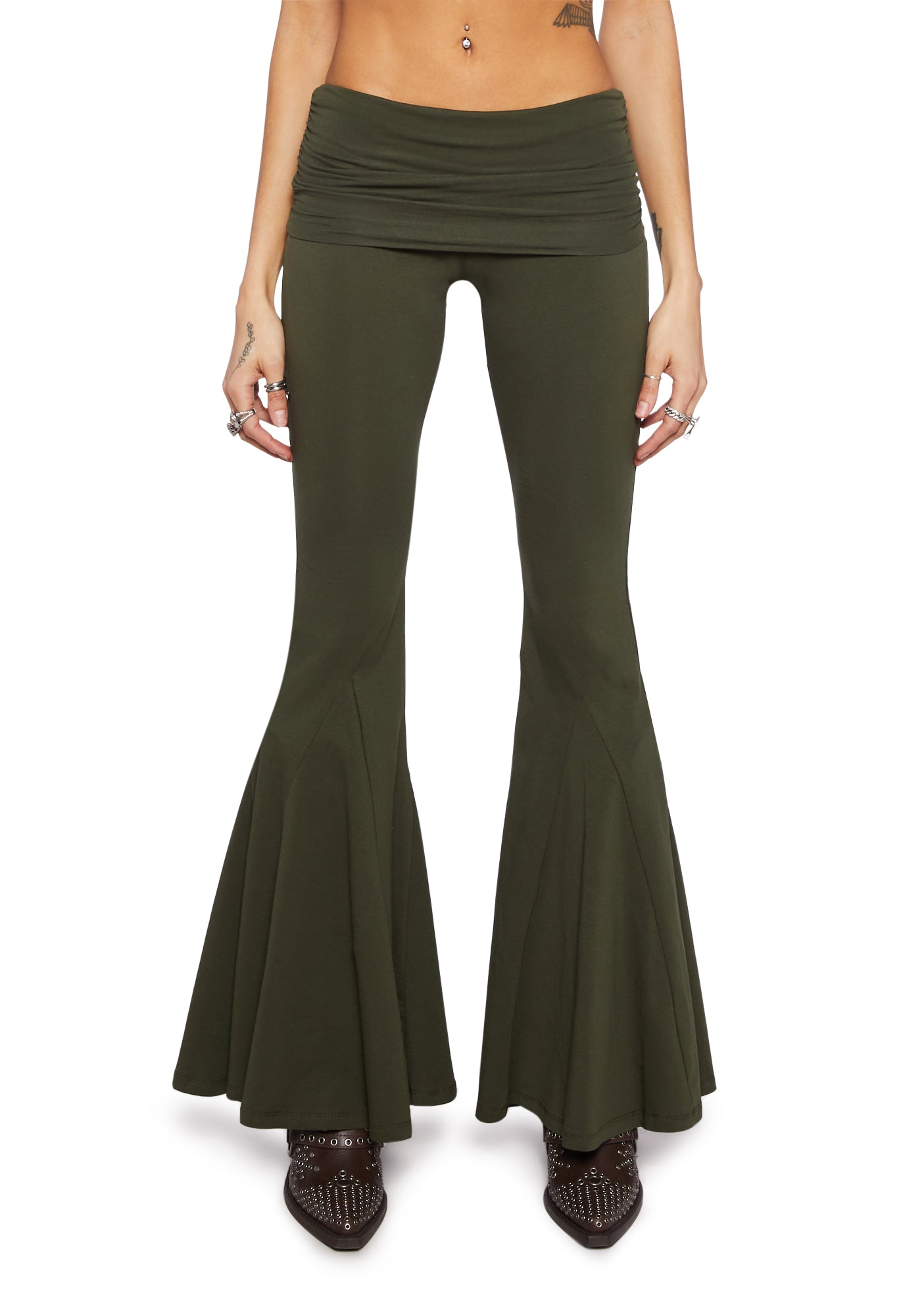 Bottom Pants Dark Green Flare Pants YYDGH Women's Velvet Pants