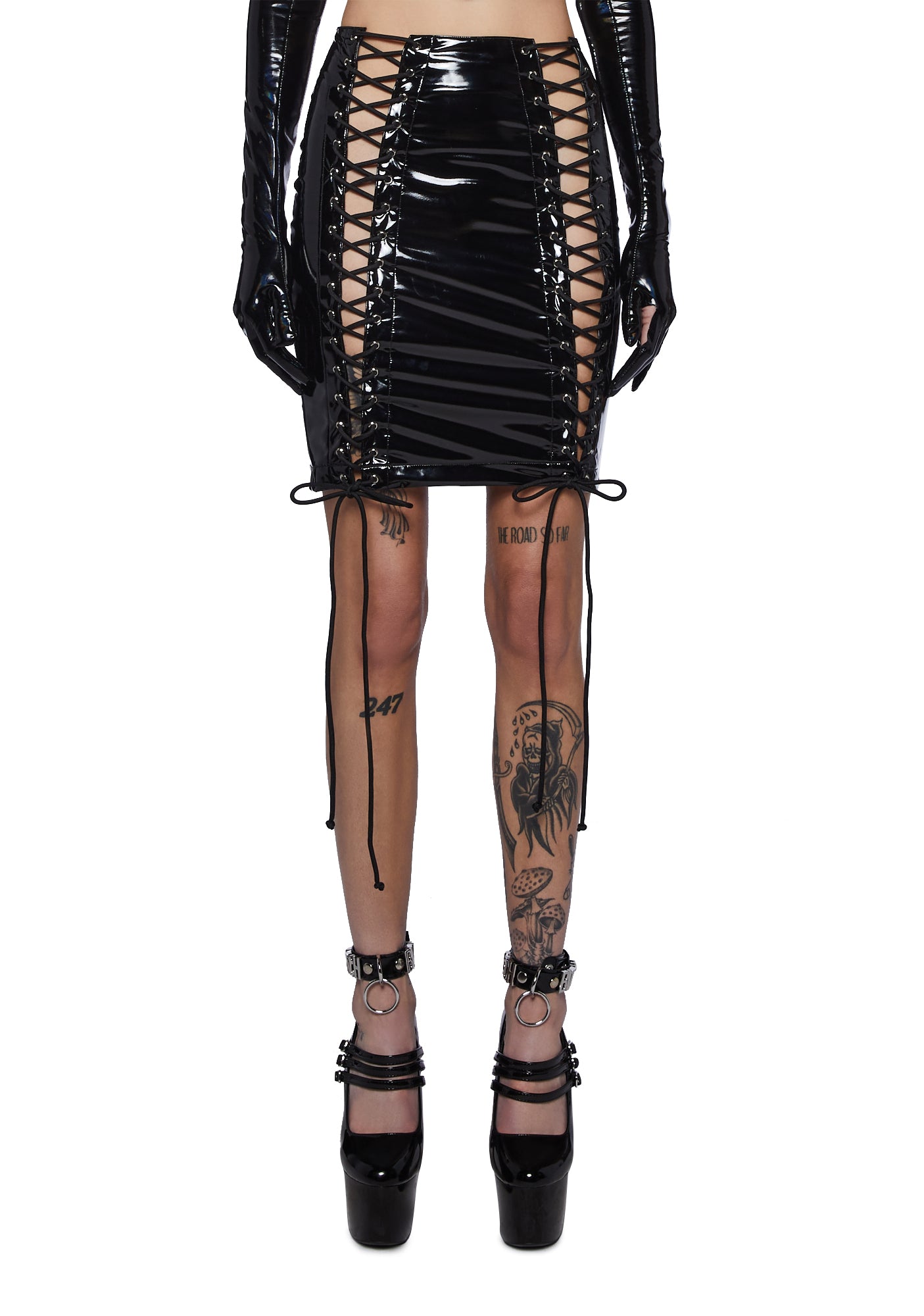 Widow PVC Dom Pencil Mini Skirt Black Dolls Kill