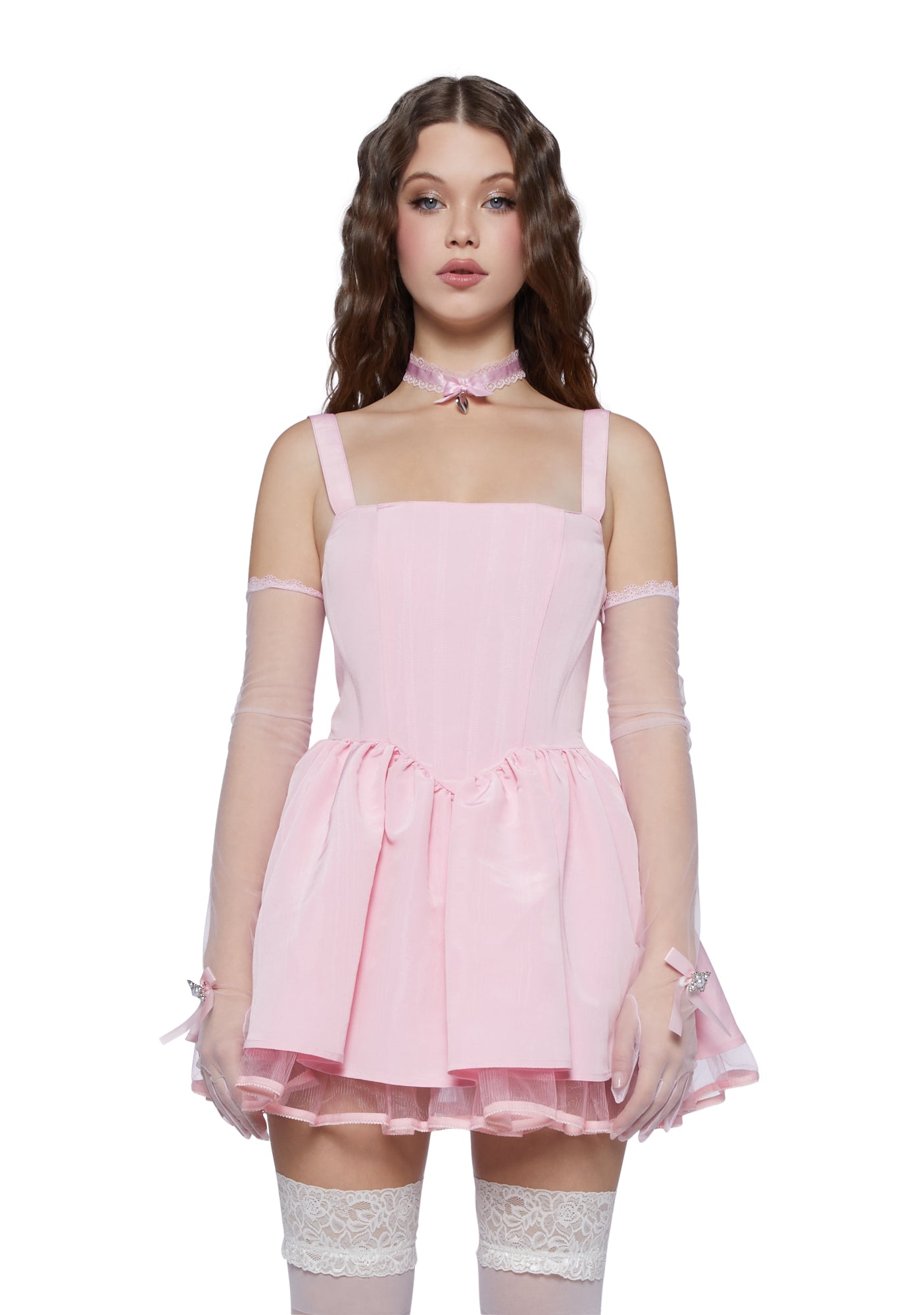 Sugar Thrillz Taffeta Corset Dress - Light Pink