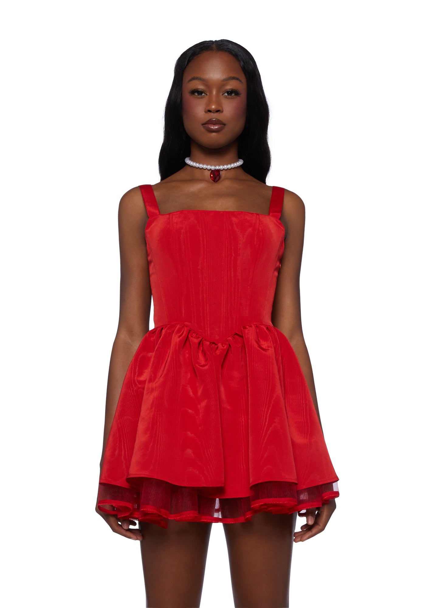Sugar Thrillz Taffeta Corset Dress - Red