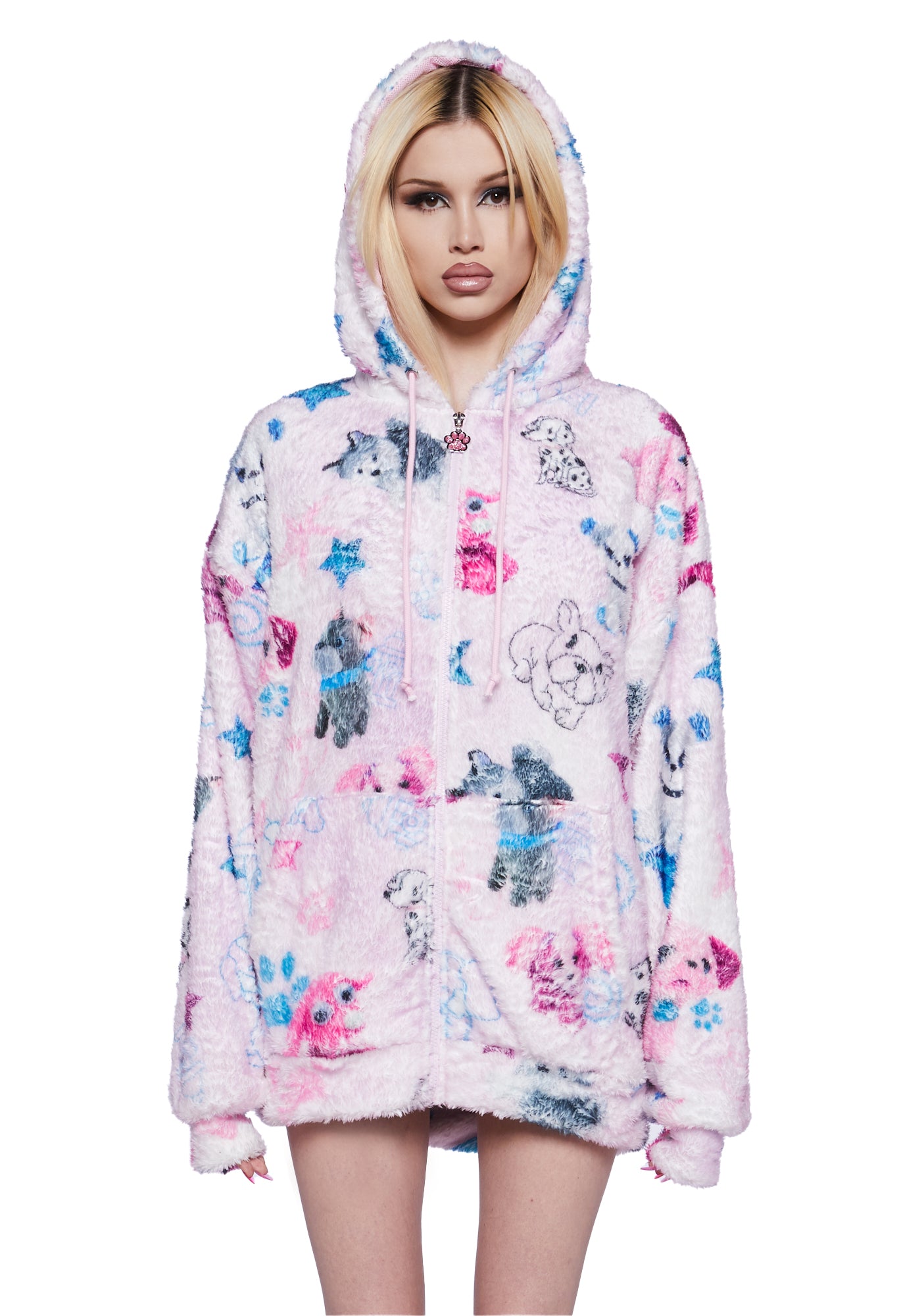 食品・日用品 半額ストア Pets Doggy Plushie Kiss Generation Fleece Sherpa Hooded ジャケット・アウター