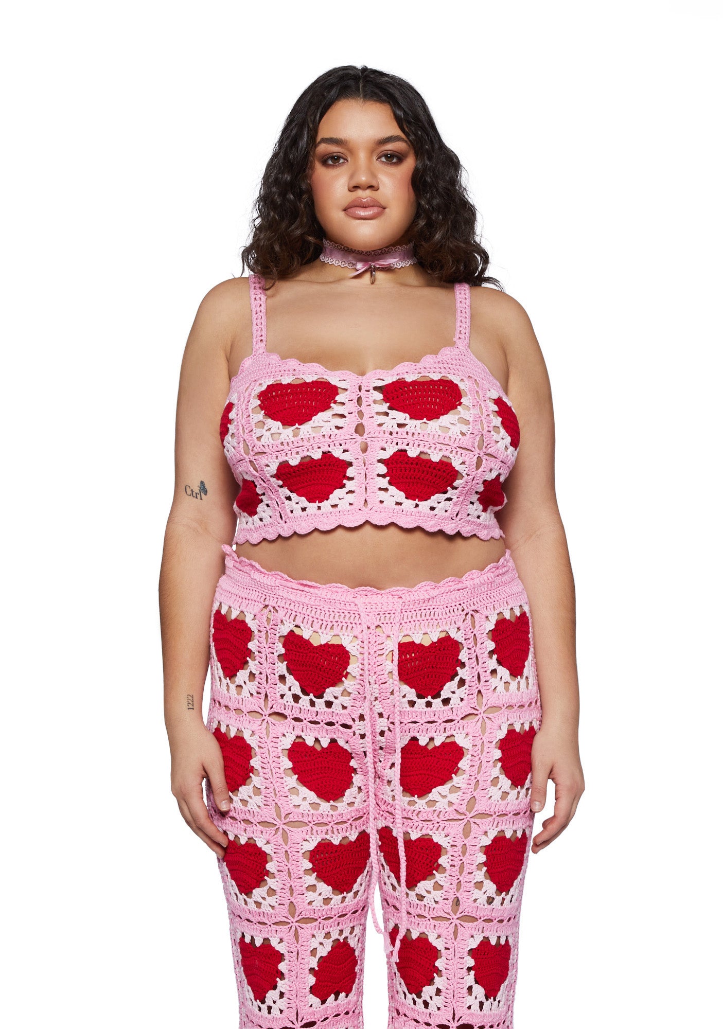 Plus Size Sugar Thrillz Crochet Heart Tank Top- Pink – Dolls Kill