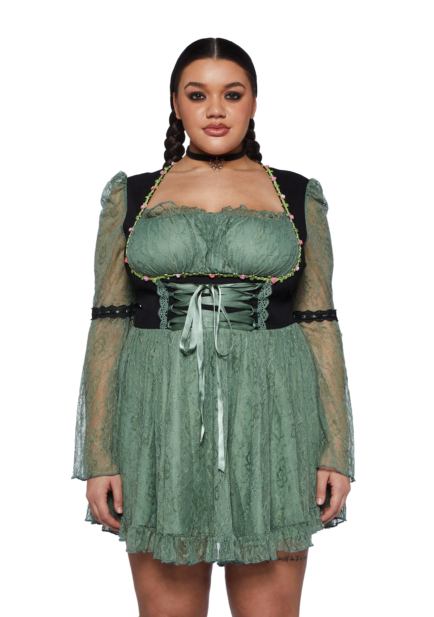 slim fit dress slacks Plus Size Current Mood Lace Mini Dress- Green – Dolls Kill