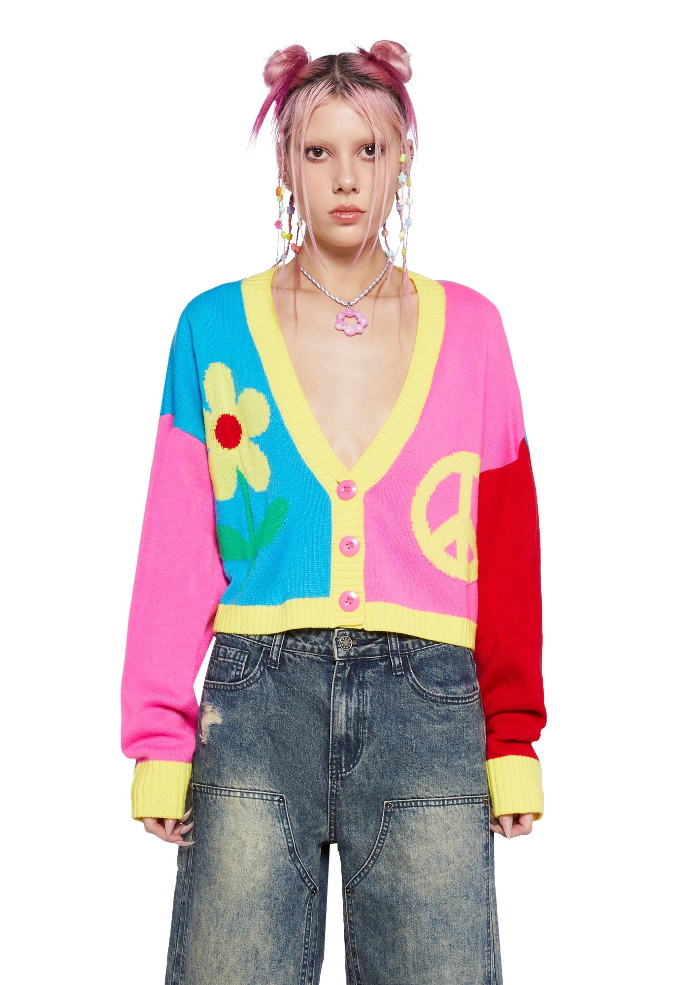 Dolls kill rainbow cardigan top