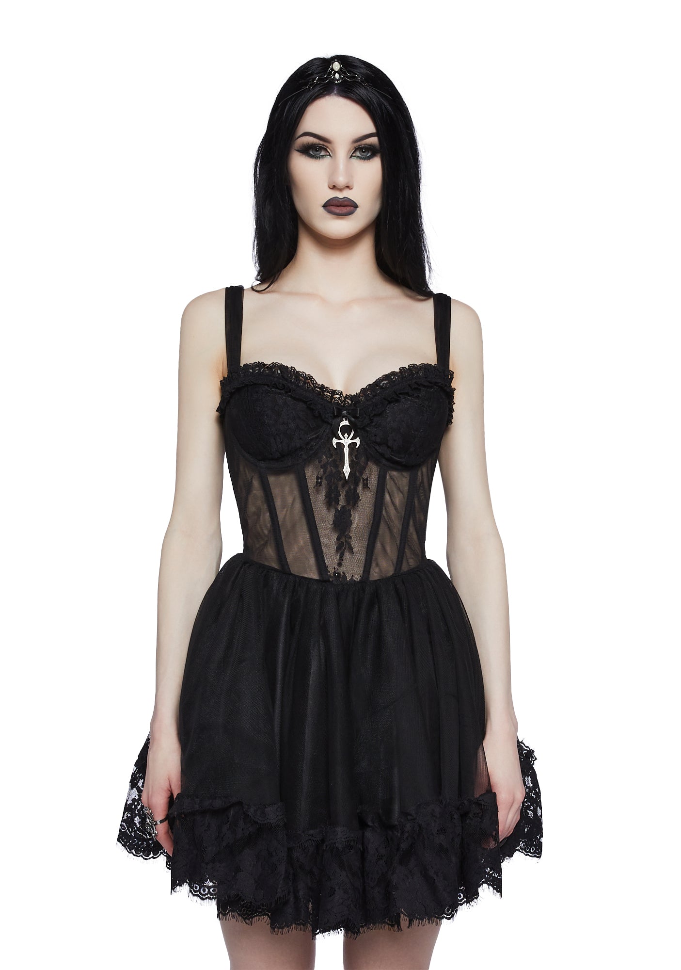 Widow Gothic Lace Bustier Mini Dress - Black Dolls Kill Widow Gothic Lace Bustier Mini Dress - Black Dolls Kill