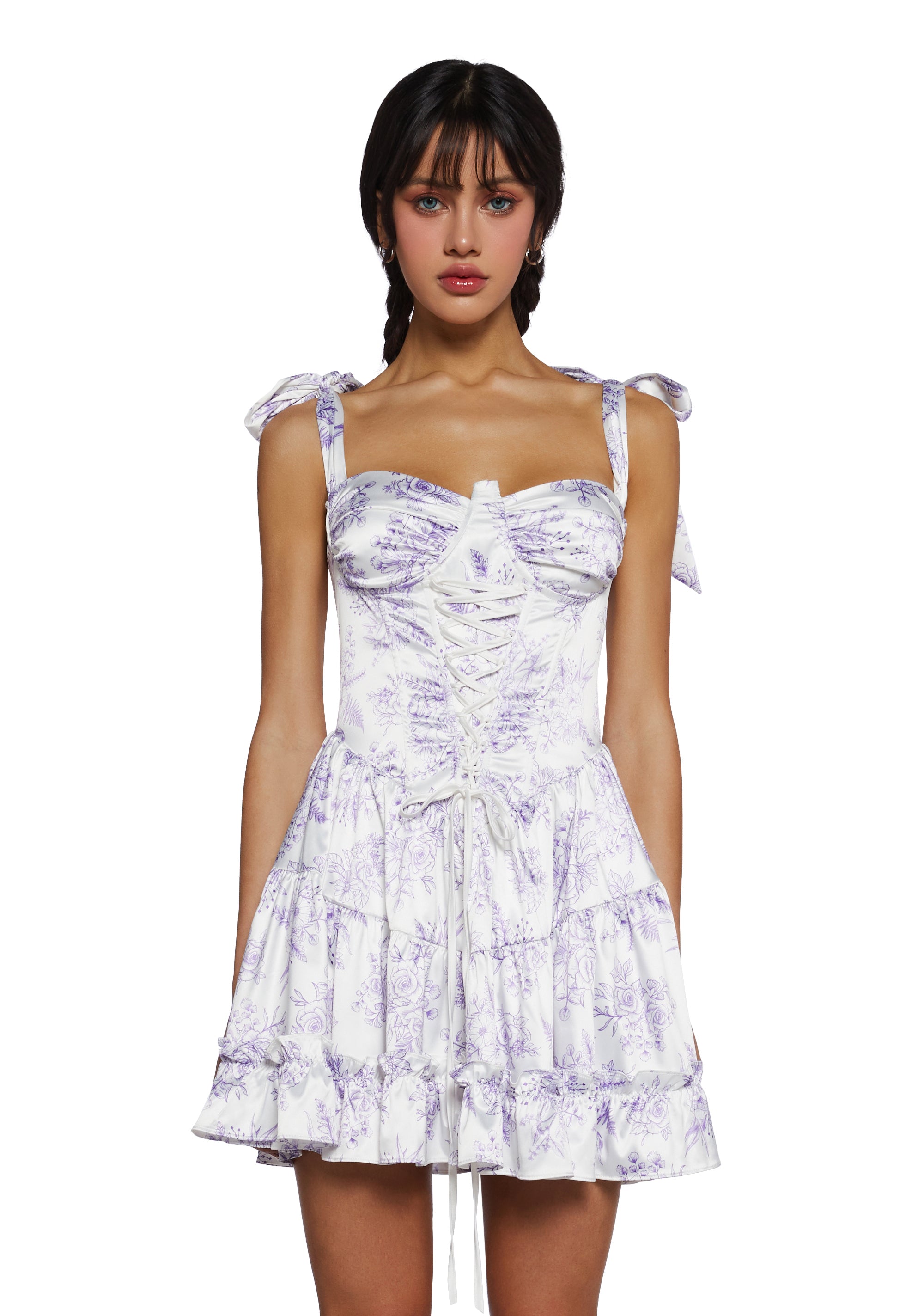 dolls kill purple flower dress Sugar Thrillz Floral Print Mini Dress