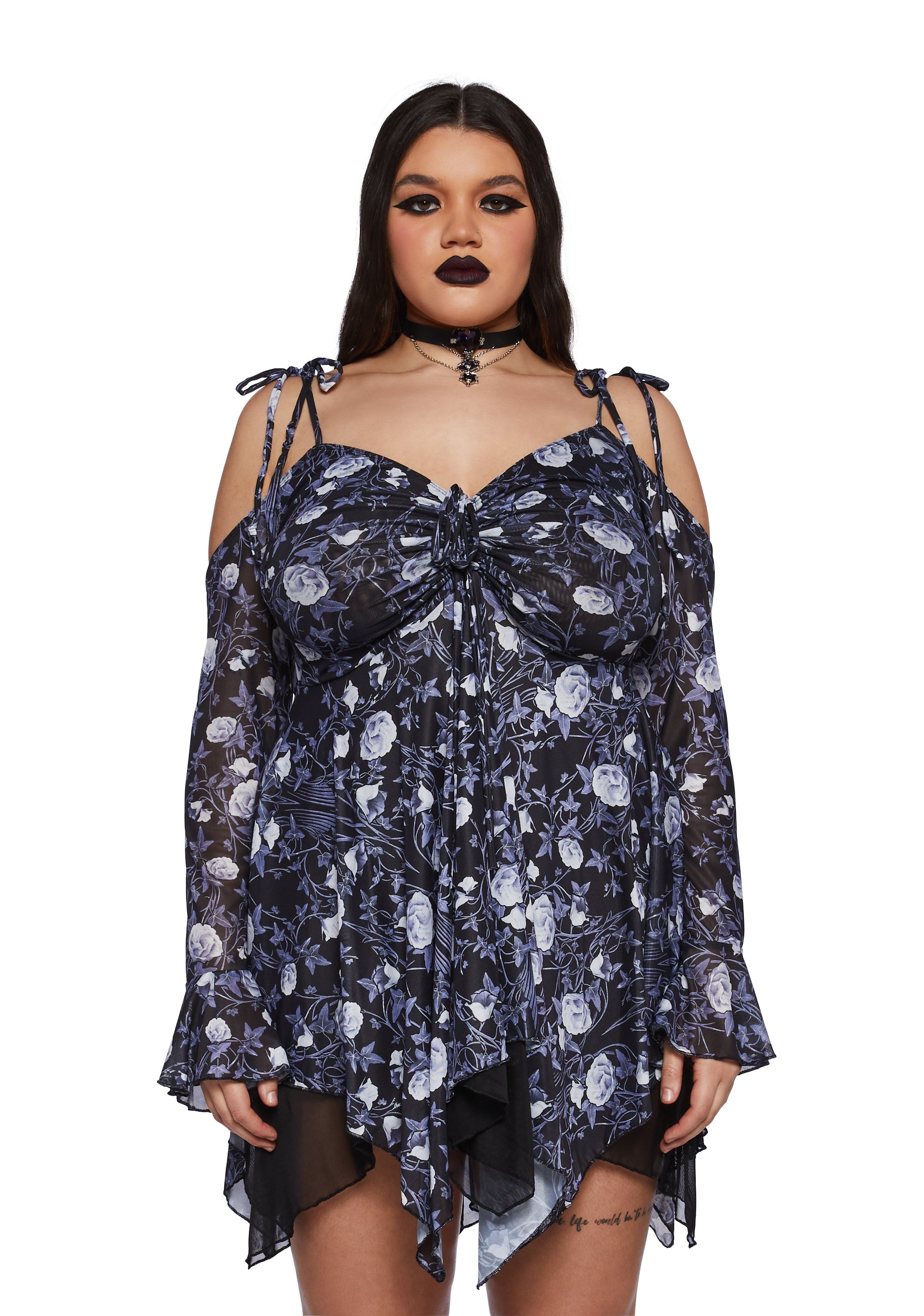 green emerald velvet dress Current Mood Plus Size Off The Shoulder Handkerchief Mini Dress main image 0