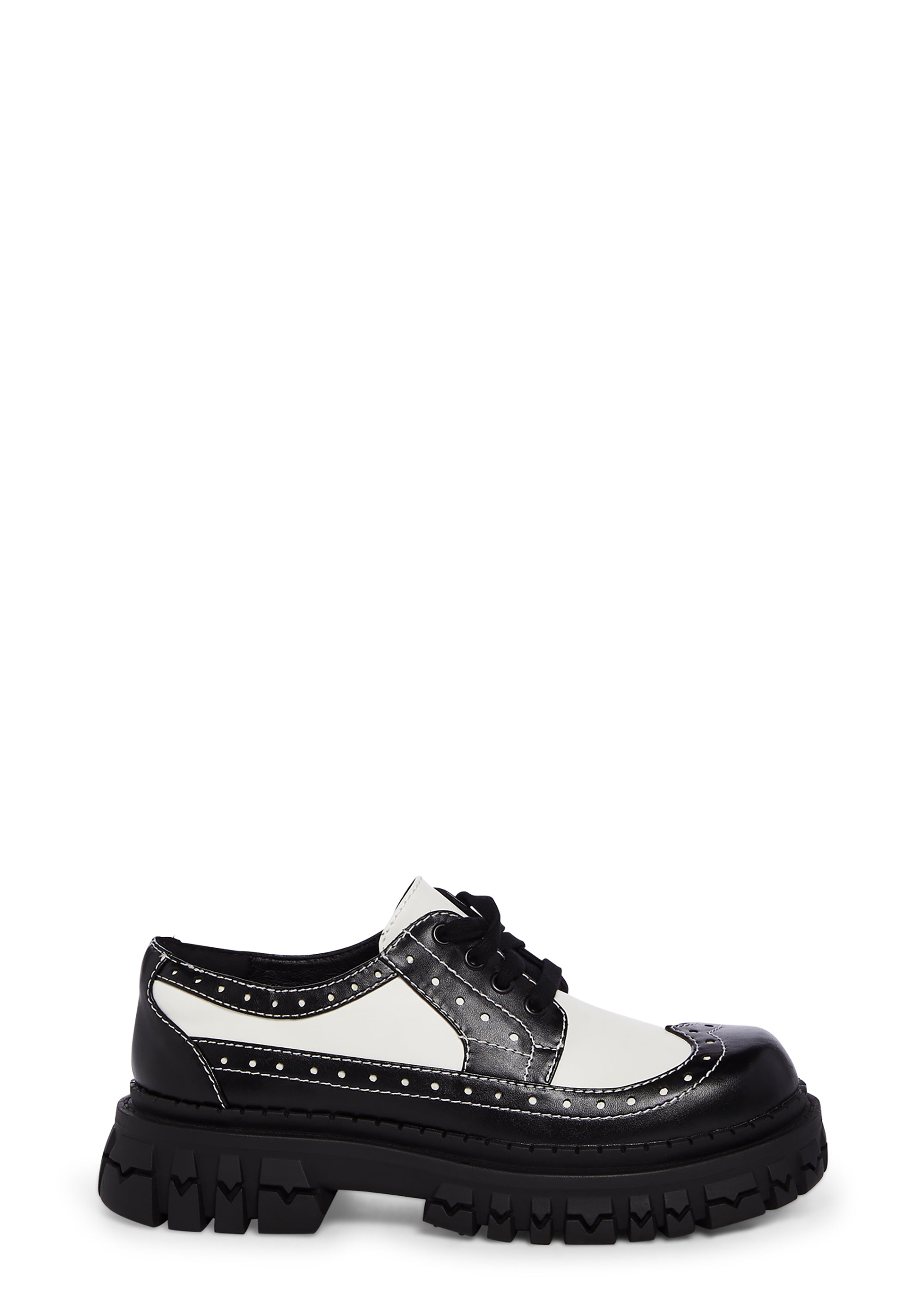 Delias Two Toned Saddle Oxford Platform Shoes - Black/White