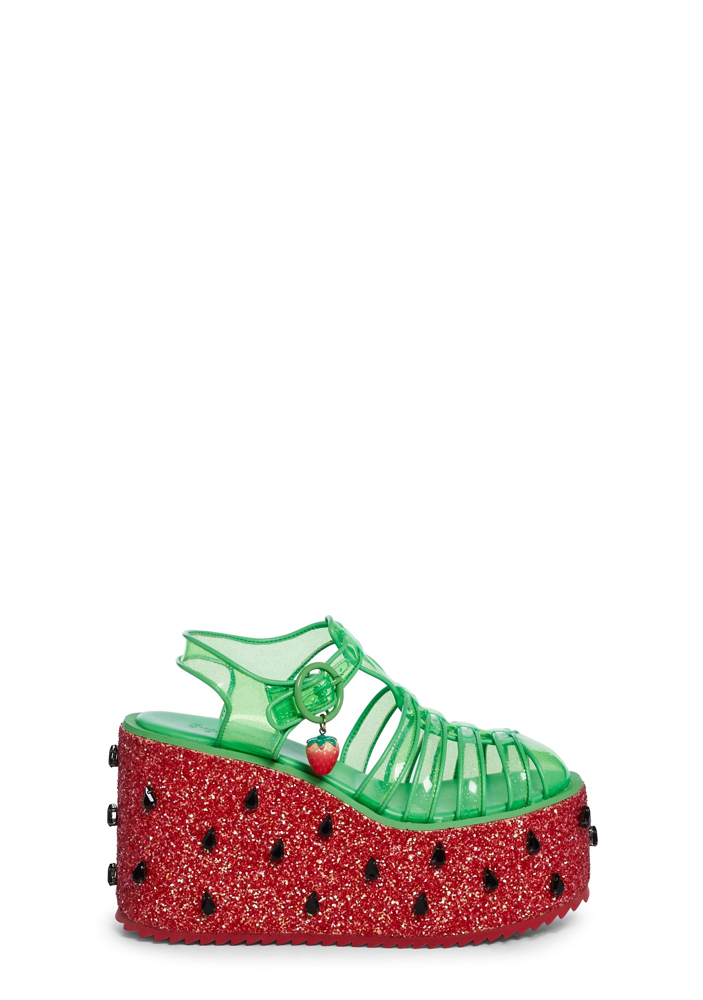 Sugar Thrillz Strawberry Jelly Platform Sandals Red Dolls Kill