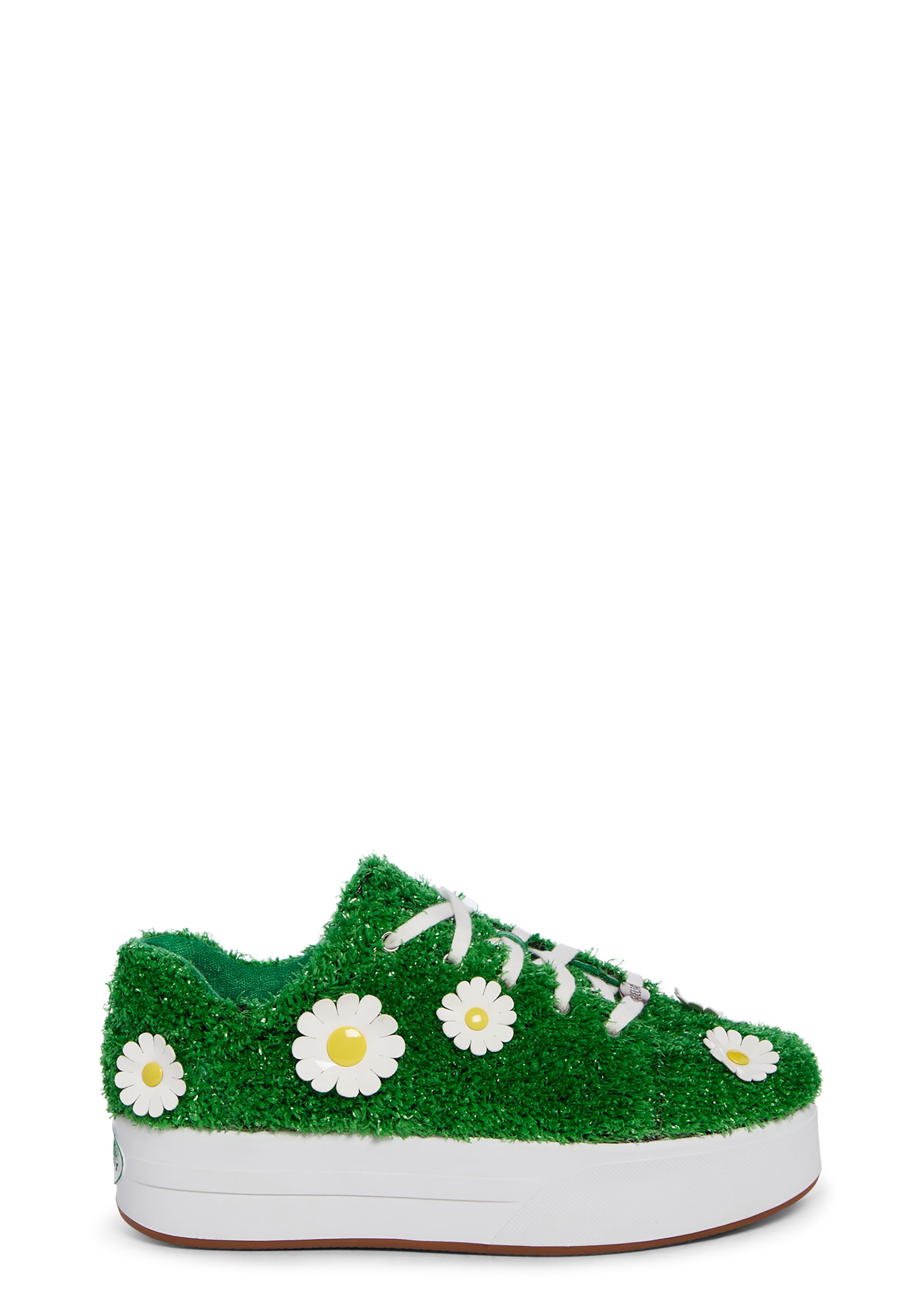 Delia s Grass Turf 90s Platform Skater Sneakers With Daisies Green Dolls Kill