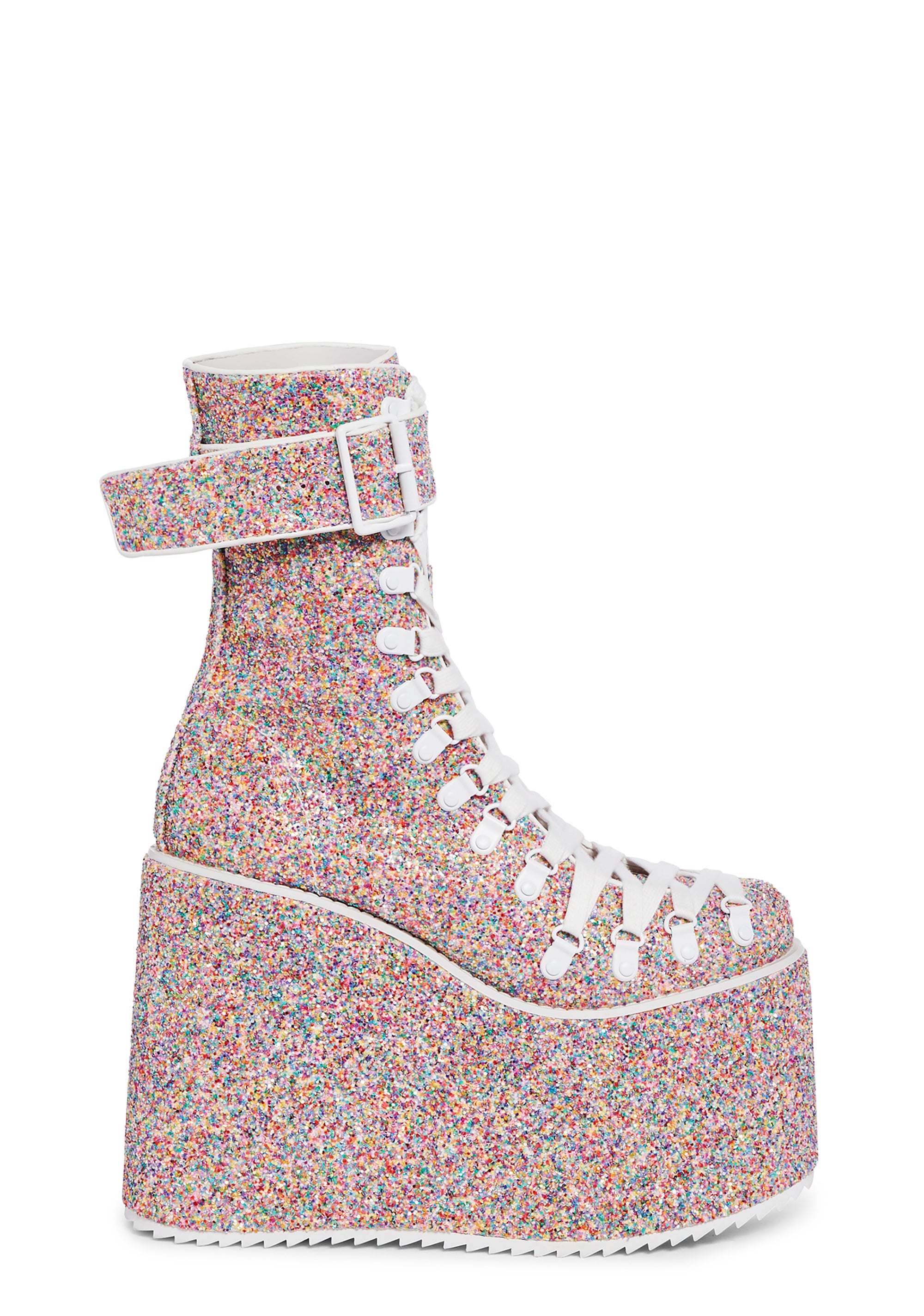 Club Exx Chunky Glitter Confetti Wedge Boots - Multi – Dolls