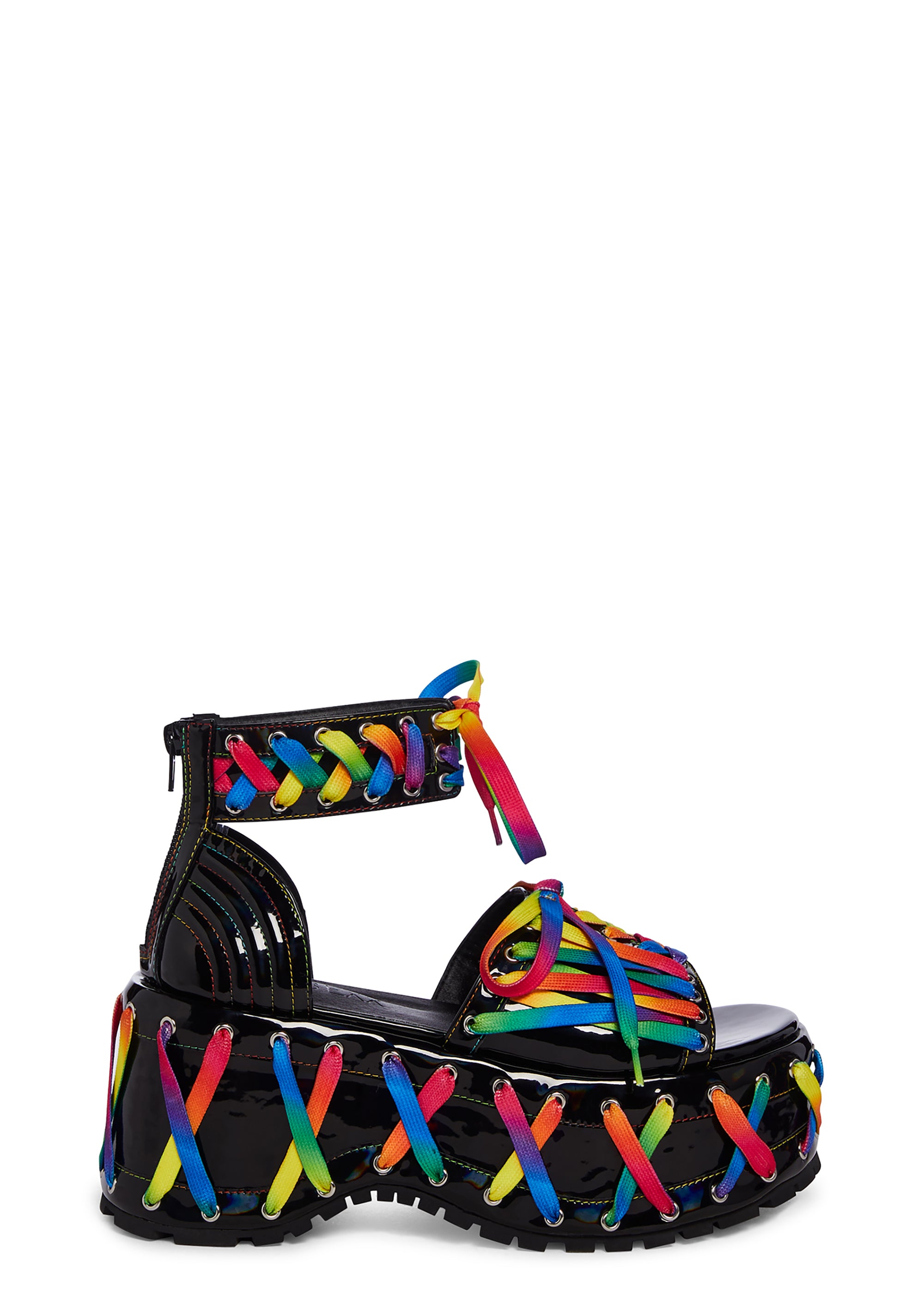 送料無料 いつまで Exx Club Rainbow Multi - Sandals Platform Prism Stitched 靴