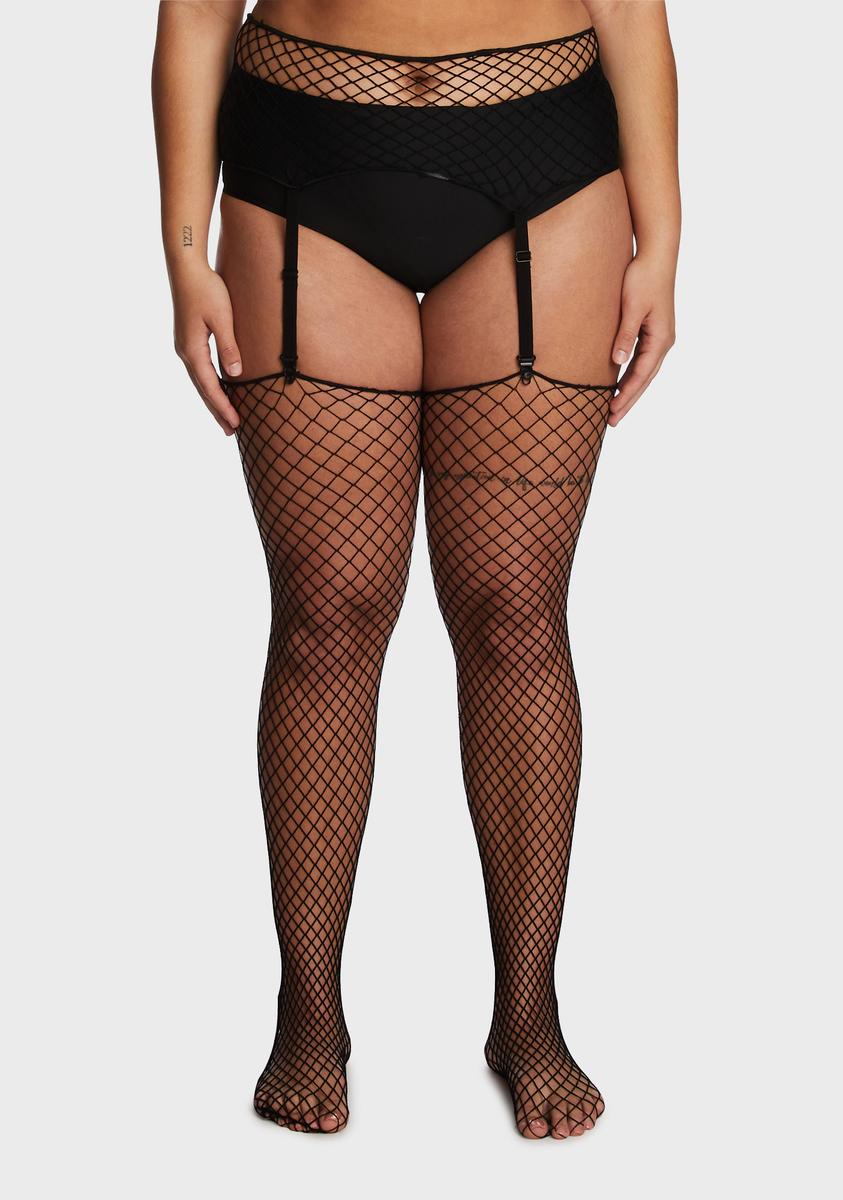 Plus Size Fishnet Garter Belt Stockings - Black Dolls Kill Plus Size Fishnet Garter Belt Stockings - Black Dolls Kill