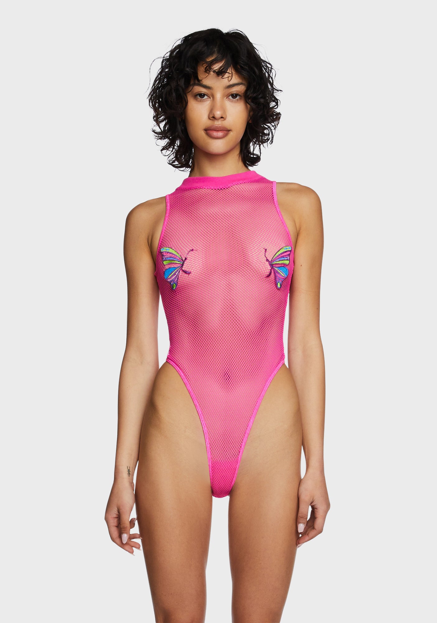 Kyla Sheer Bodysuit Pink