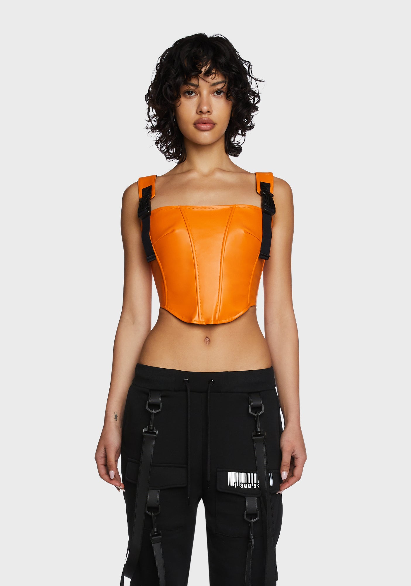 Club Exx Vegan Leather Corset Top - Neon Orange – Dolls Kill