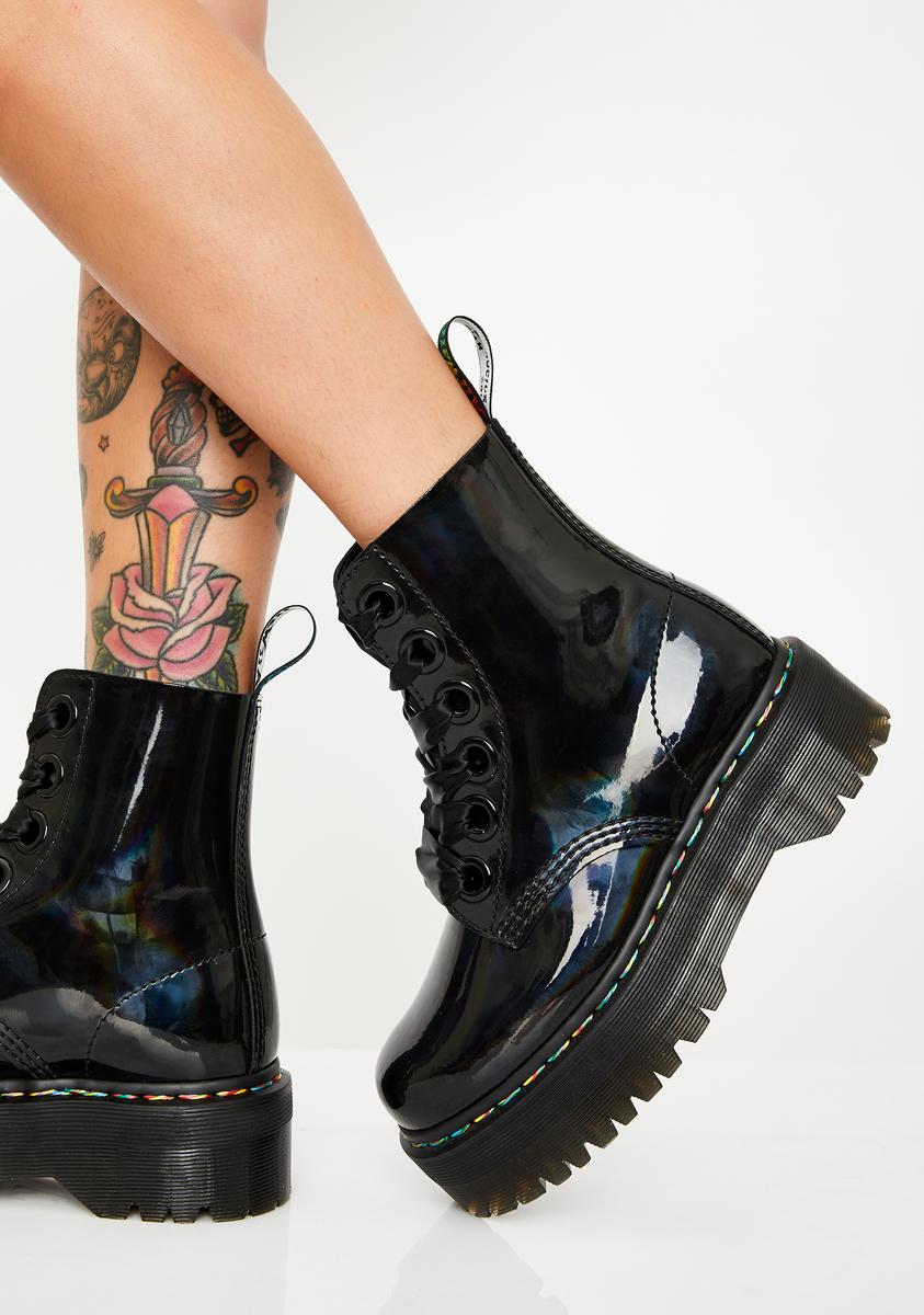 Martens Rainbow Patent Leather Platform Boots – Dolls Kill