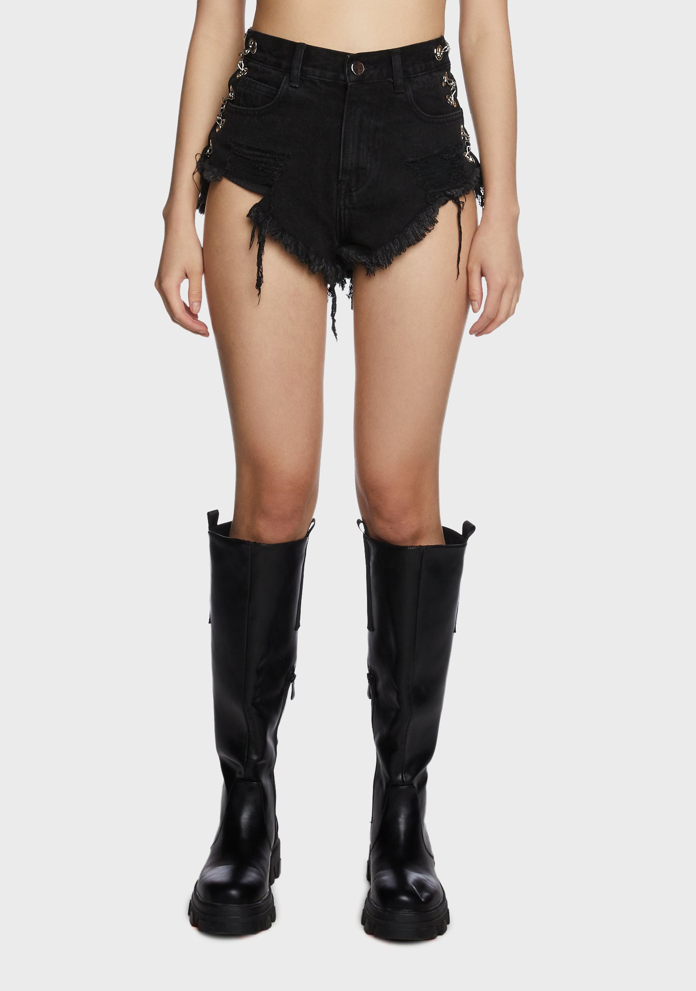 Black ripped hot sale up shorts