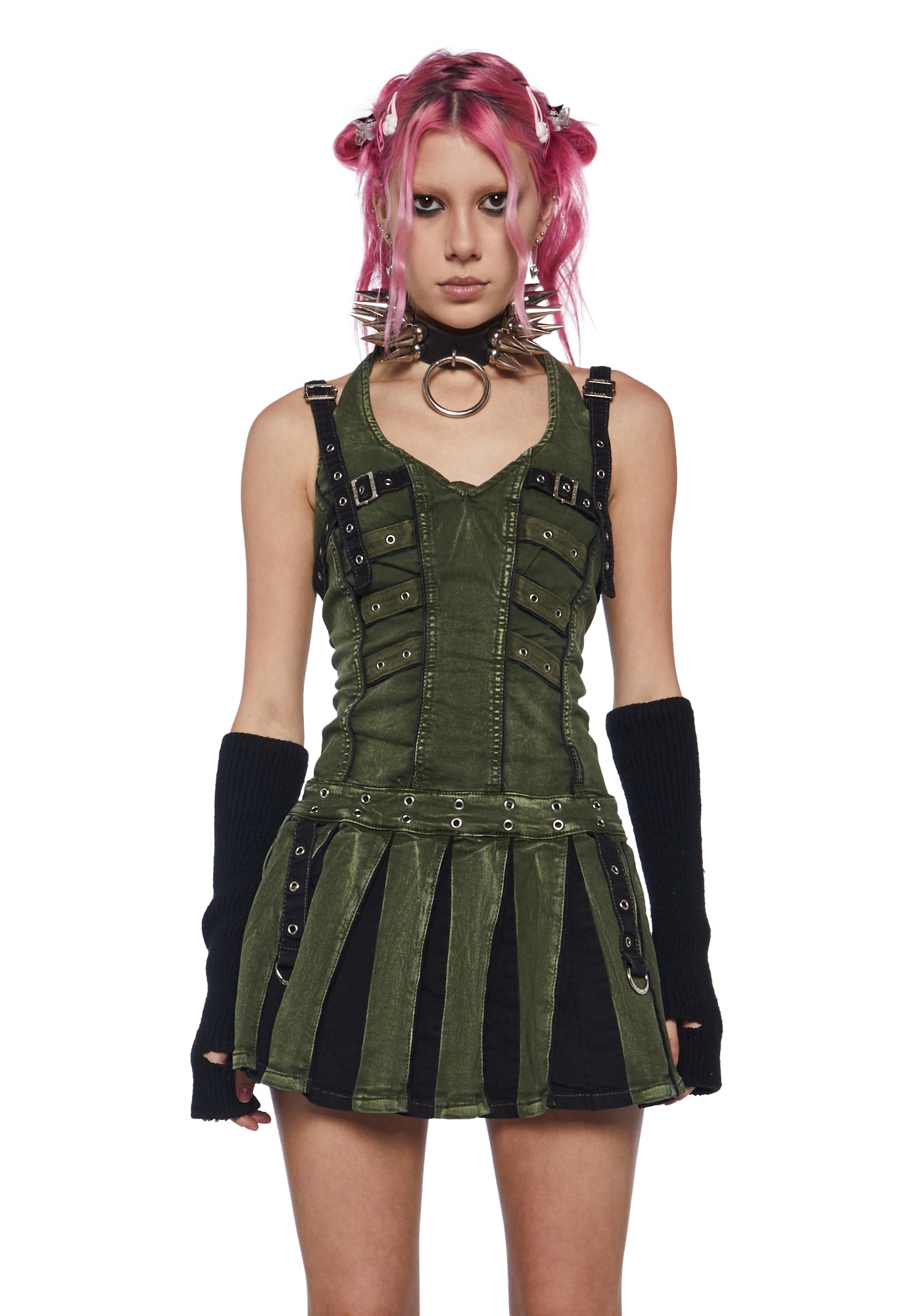 Tripp NYC Washed Denim Mini Dress - Green Dolls Kill Tripp NYC Washed Denim Mini Dress - Green Dolls Kill