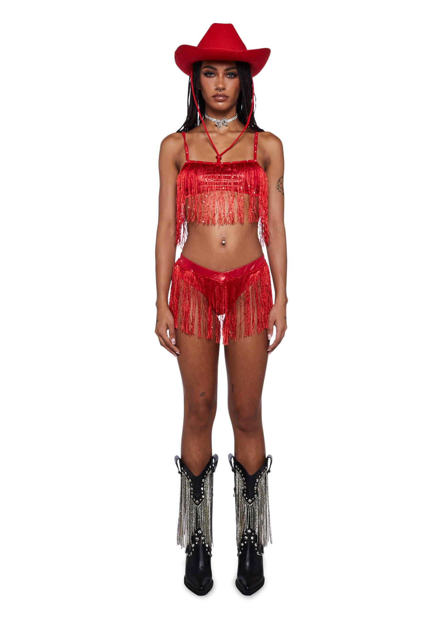 Trickz N' Treatz Sexy Fringe Cowgirl Costume Red – Dolls Kill