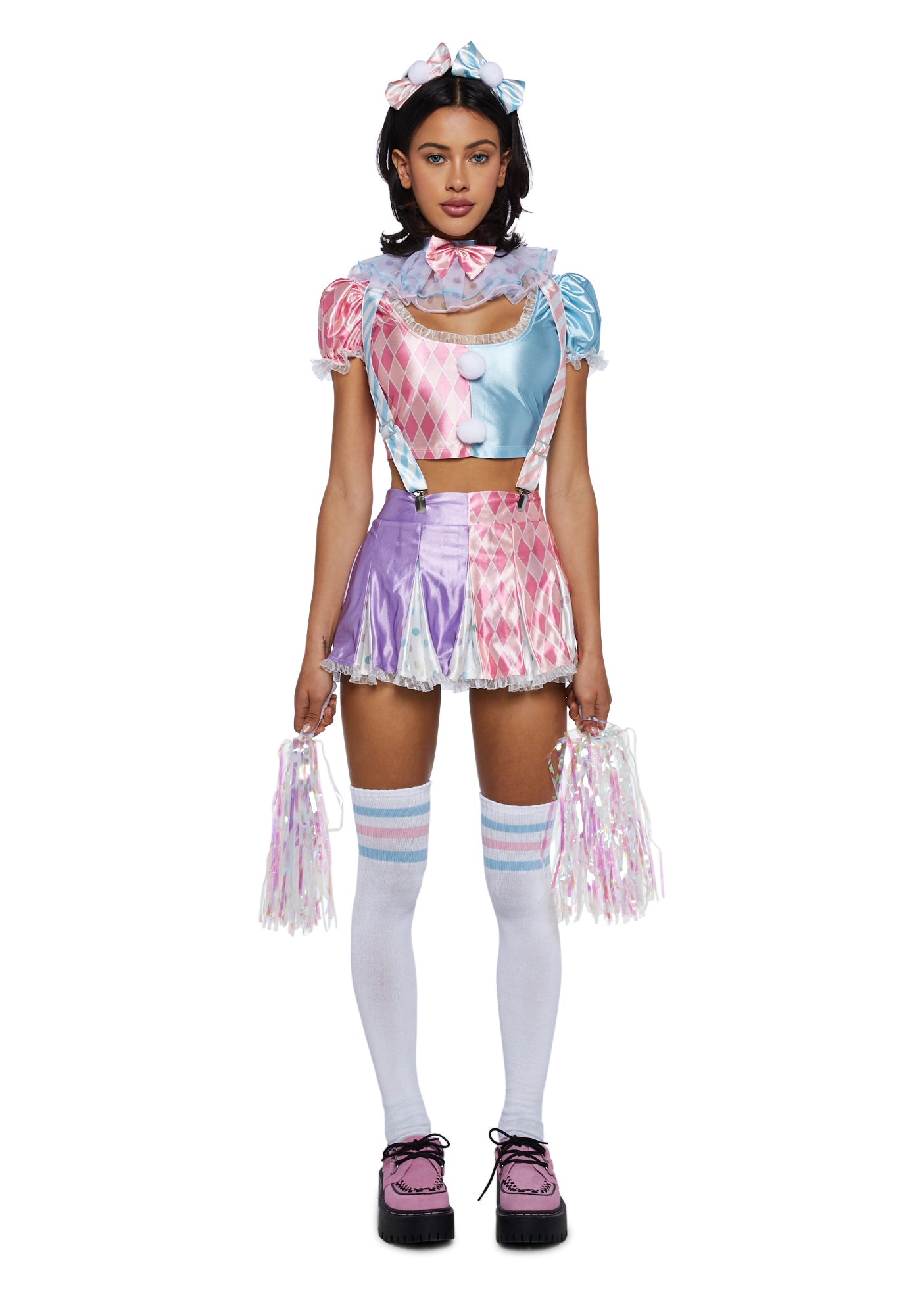 Trickz N' Treatz Pastel Clown Cheerleader Costume Set