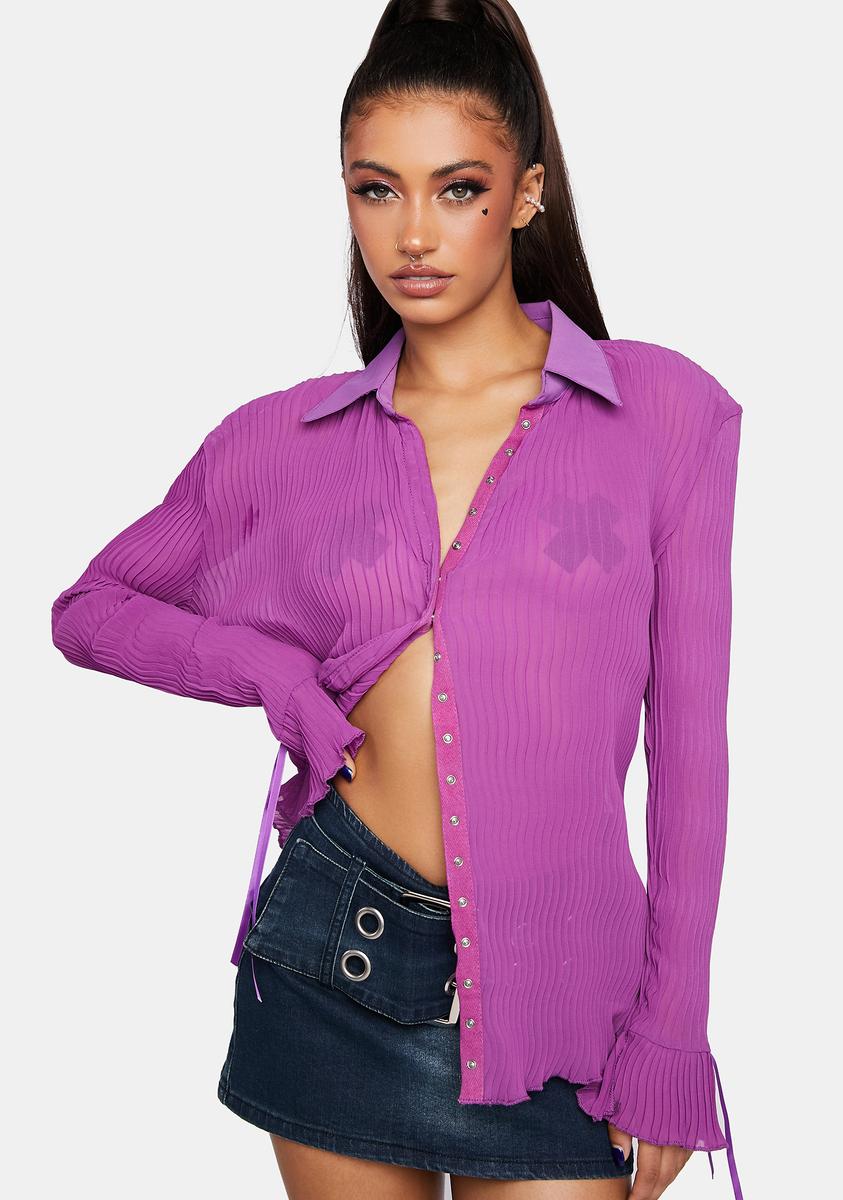 sheer button blouse