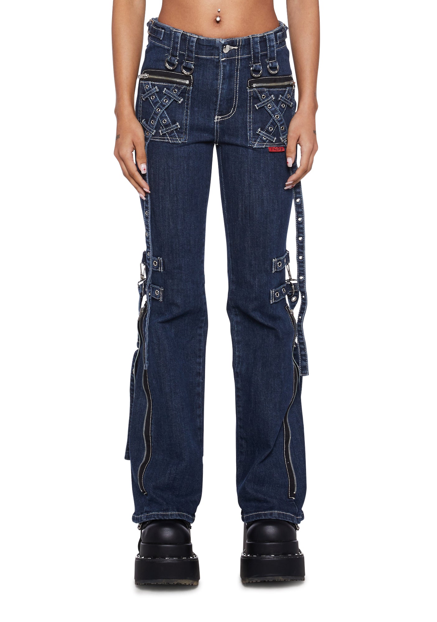 Tripp Nyc Denim Strap Shredder Pants [Blue DENIM] L — Mens Pants Tripp Nyc