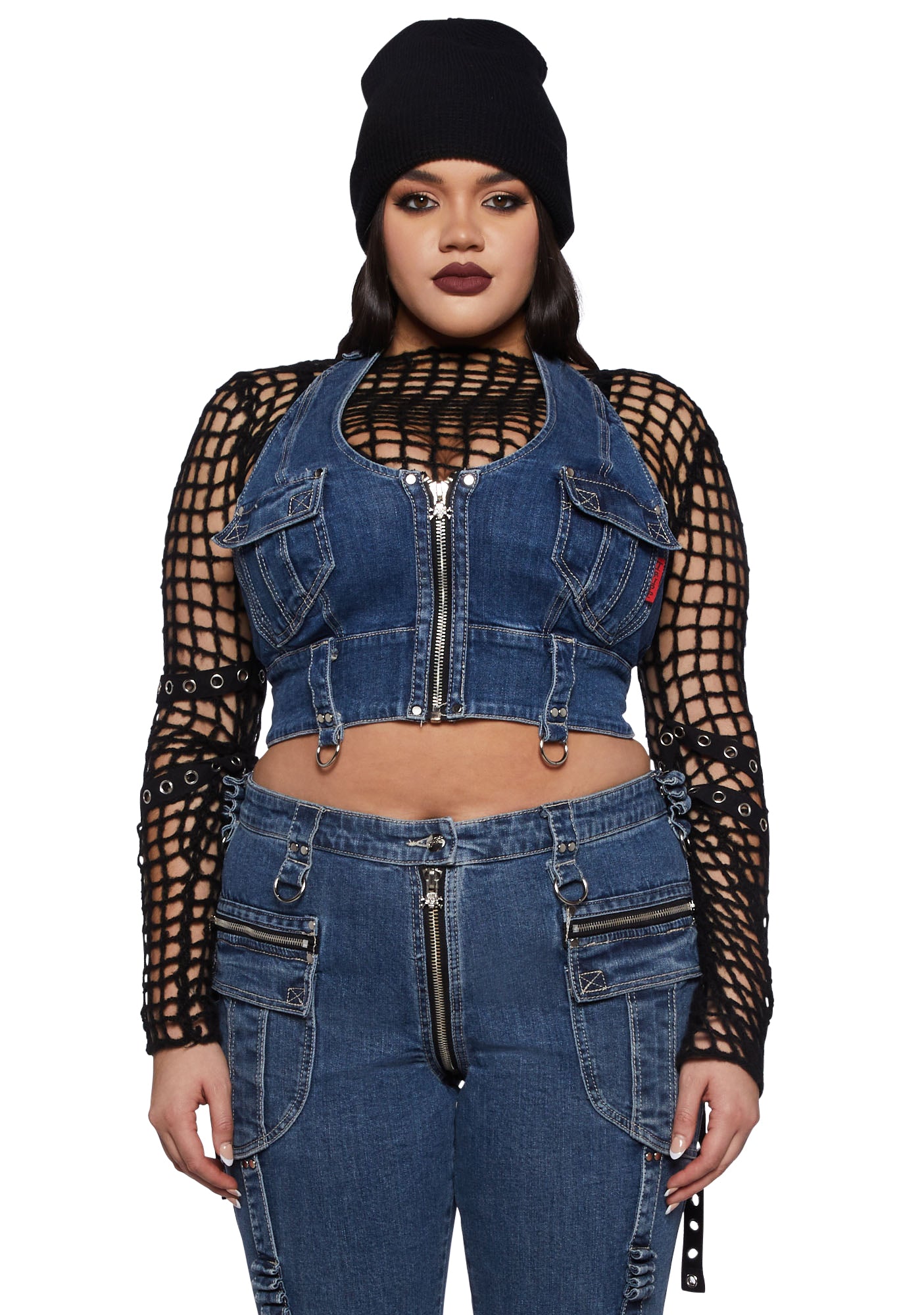 Denim Zip Up Halter Top Angel Shine Halter Denim Zip Crop Tank Top