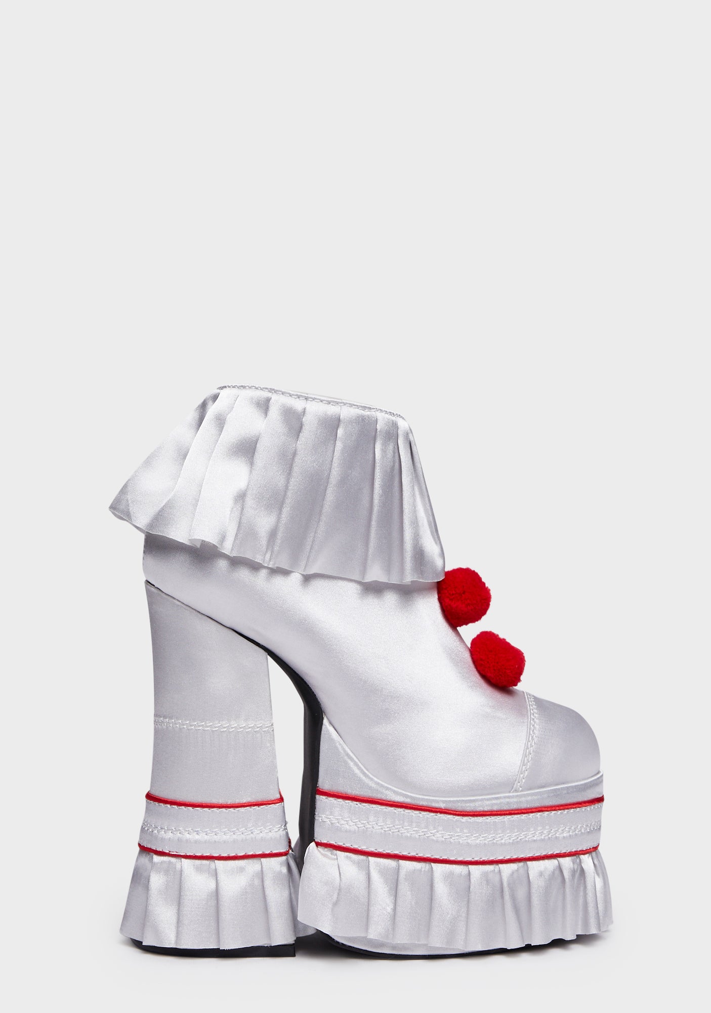 Dolls Kill x WB Horror Pennywise Platform Ankle Boots - White/Red