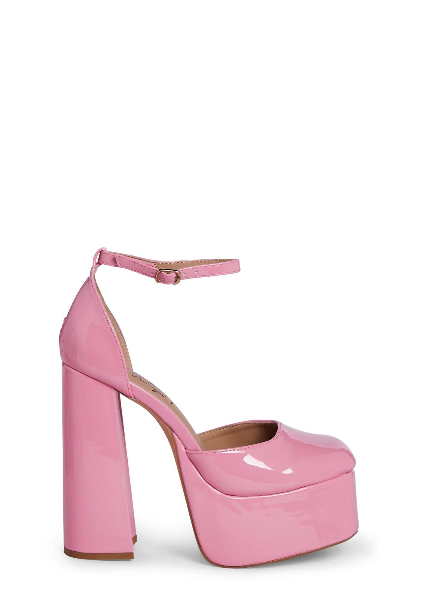 Lemon Drop By Privileged Patent Vegan Leather Platform Heels - Pink