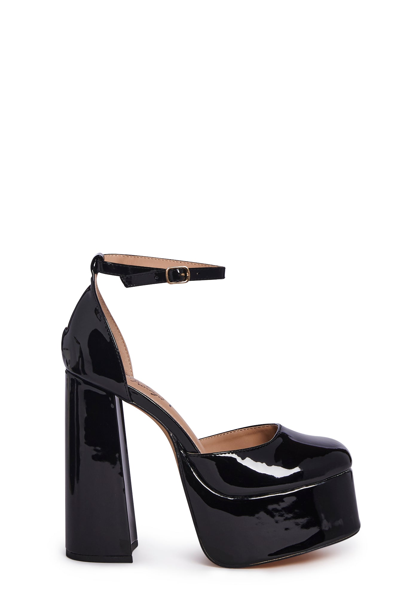 Lemon Drop By Privileged Patent Vegan Leather Platform Heels - Black