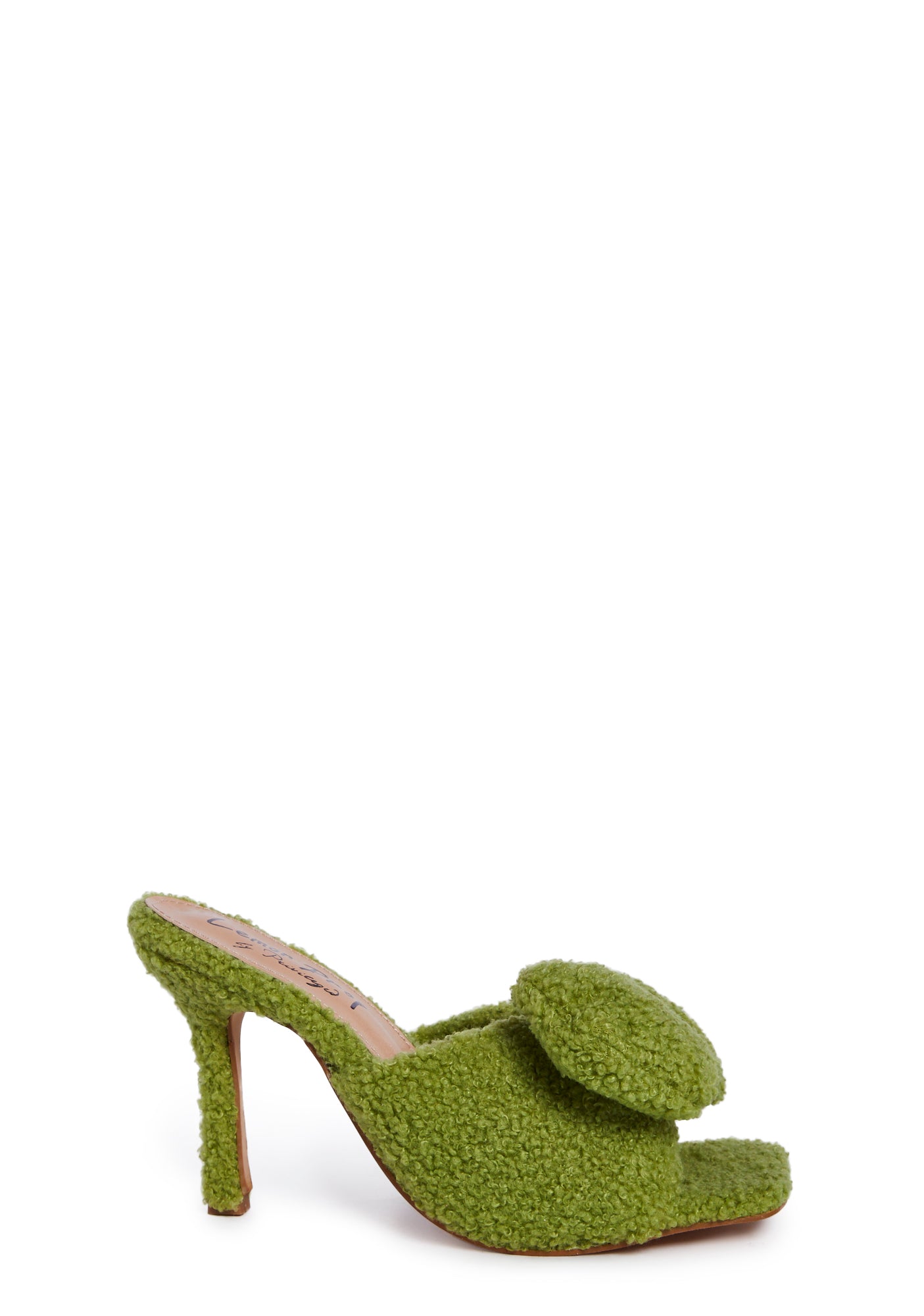 Green fluffy heels shop