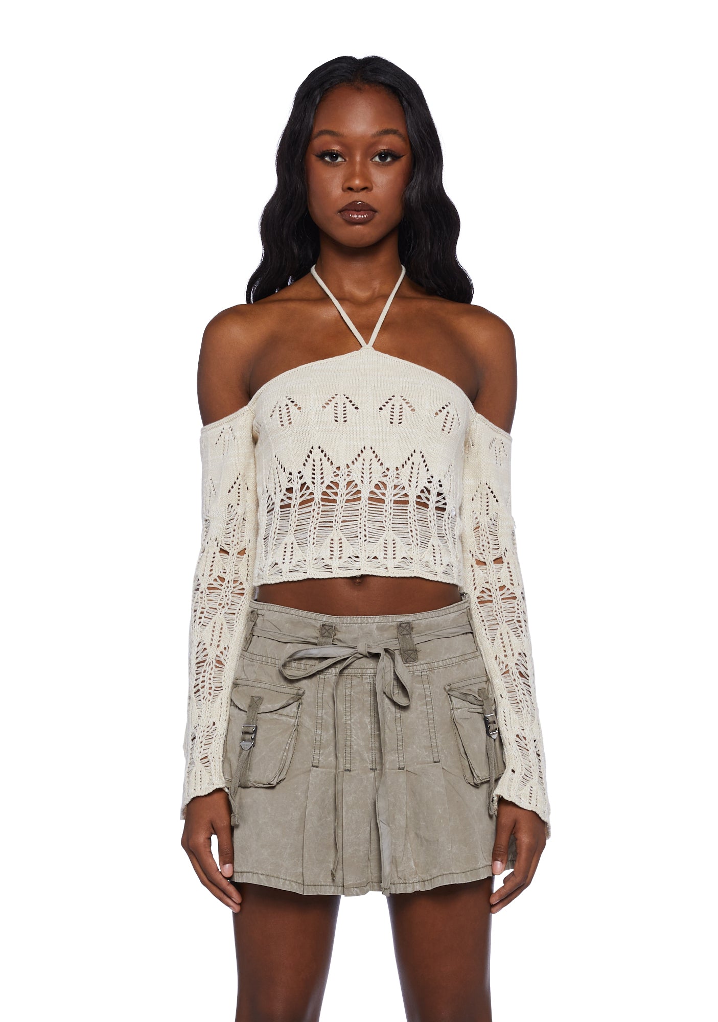 Knitted halter neck top shop