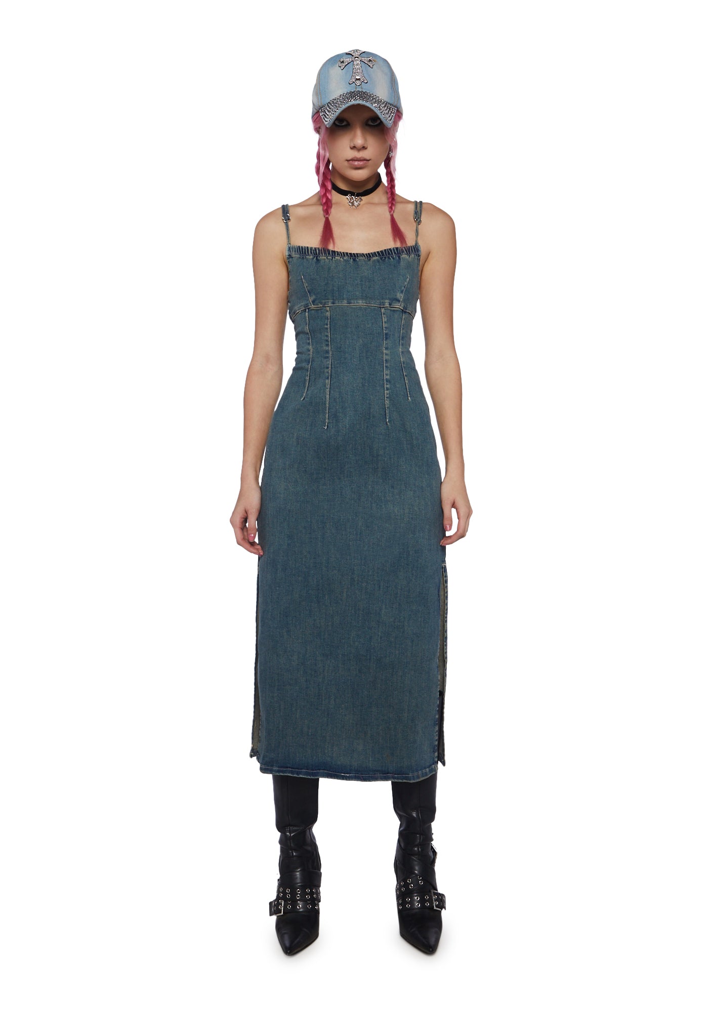blue dress for baby girl BDG Denim Midi Ruched 90s Dress