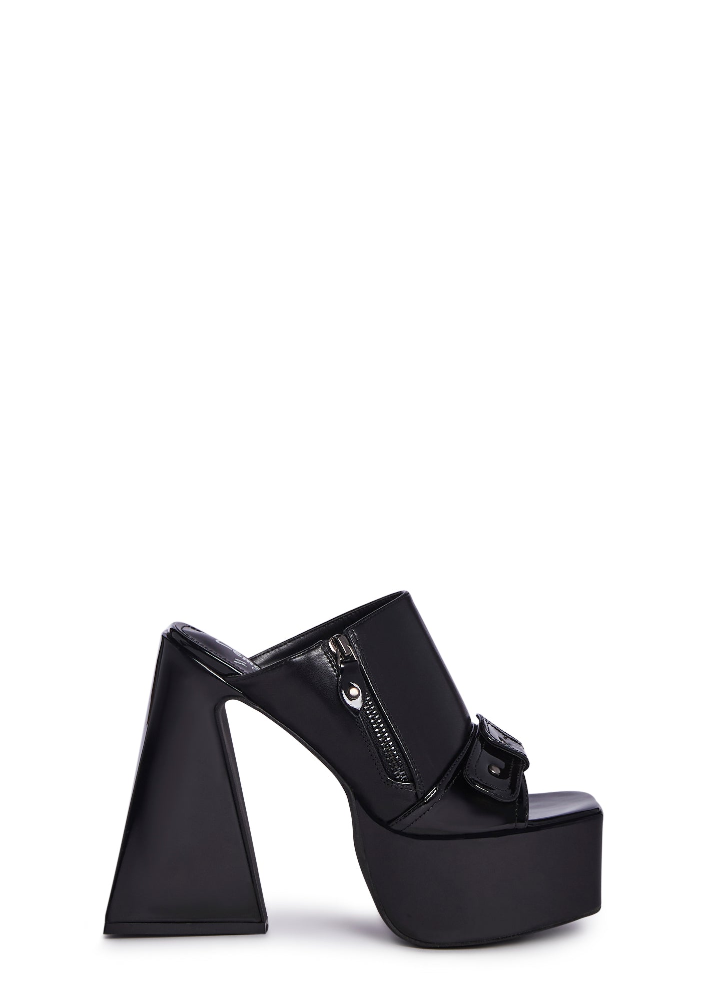 Lemon Drop By Privileged Patent Vegan Leather Platform Heels - Black