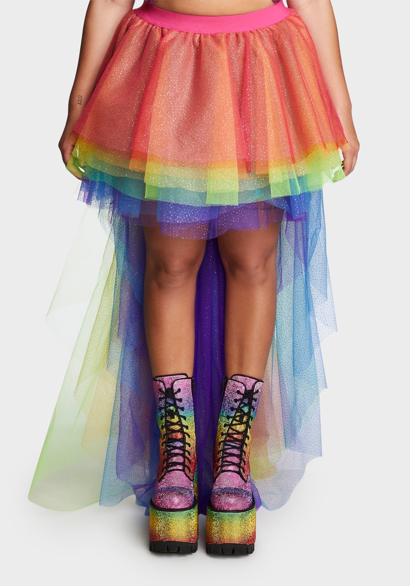 Plus size rainbow tulle skirt deals