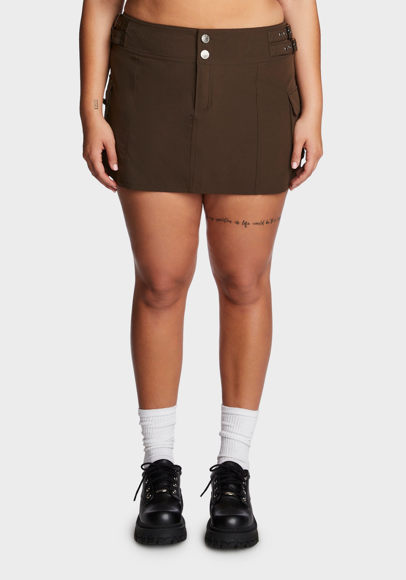 Delia's Plus Size Low Rise Cargo Mini Skirt Brown Dolls Kill