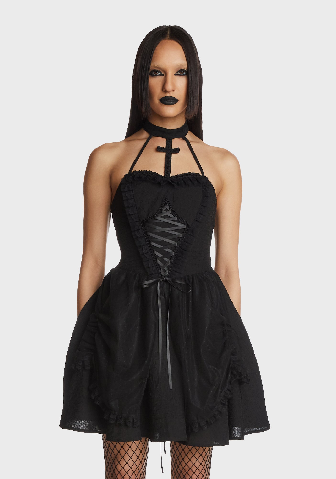 black gothic lolita dress cross Dark In Love Cross Choker Mini Dress