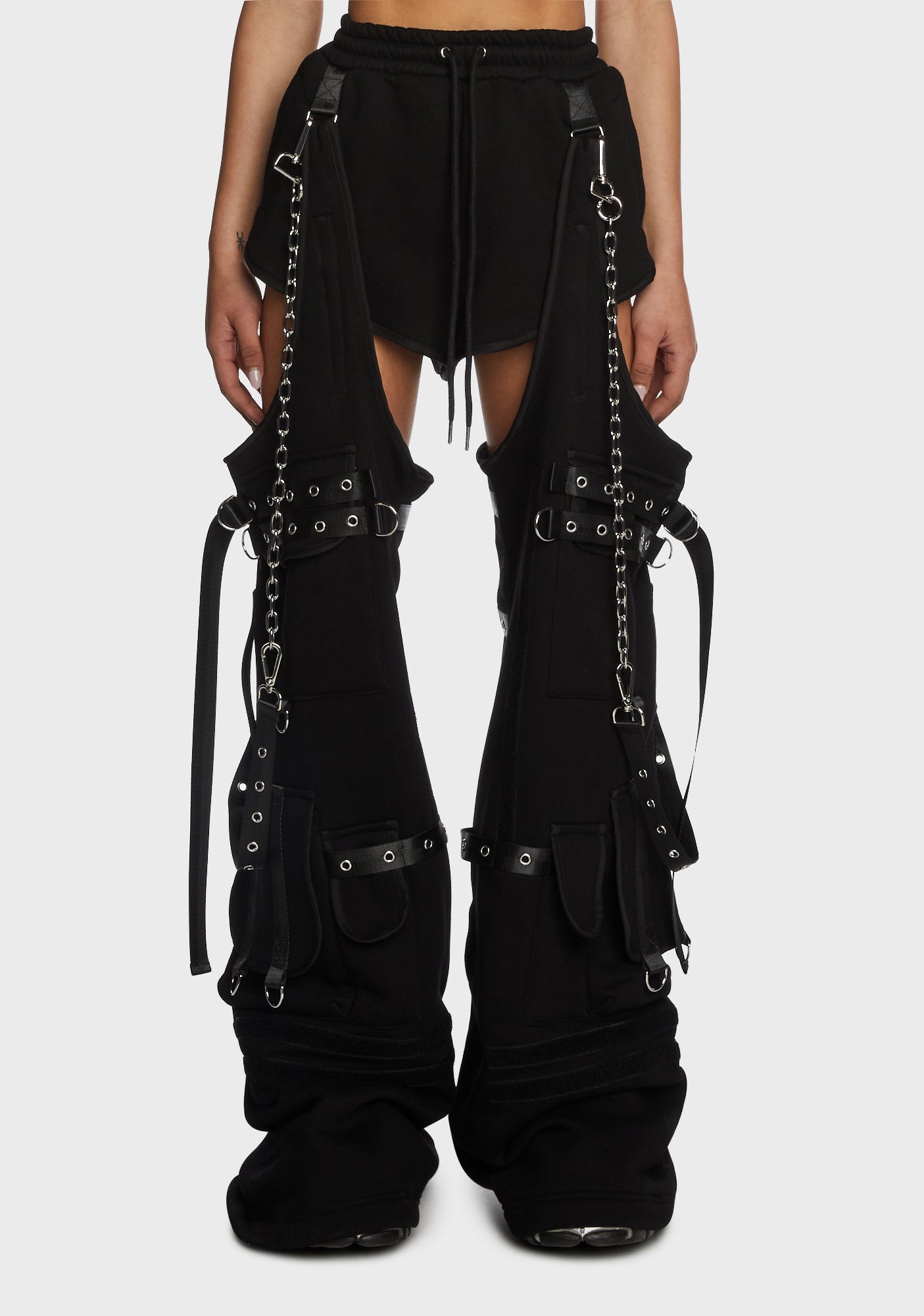 Namilia Strappy Chain Shorts With Detachable Legs - Black – Dolls Kill