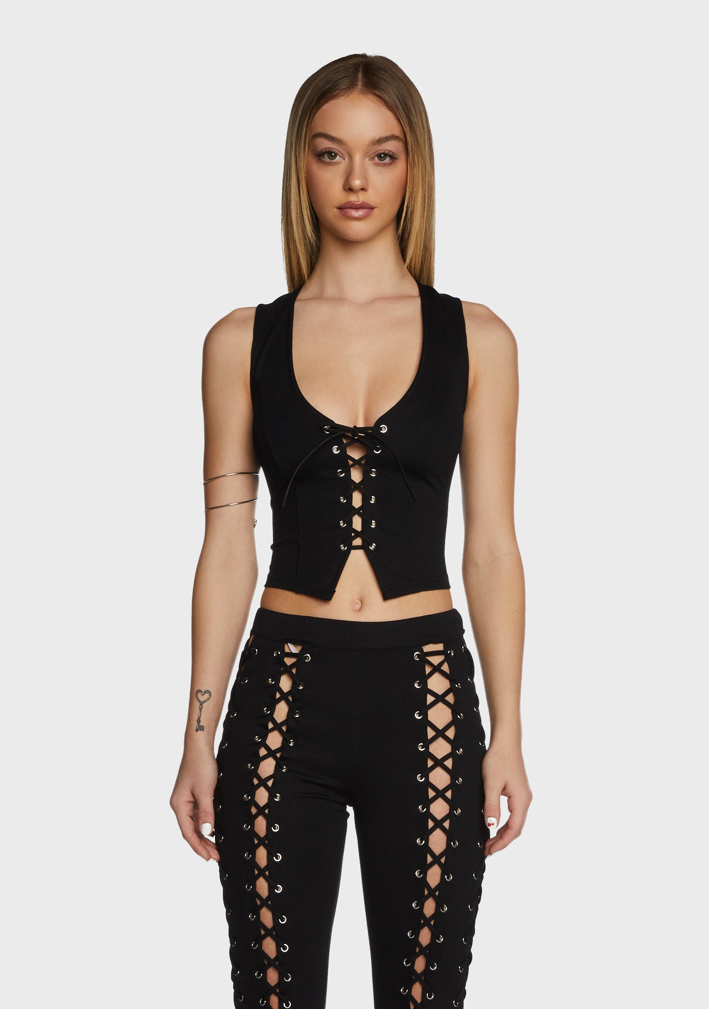 Lace up outlet vest top