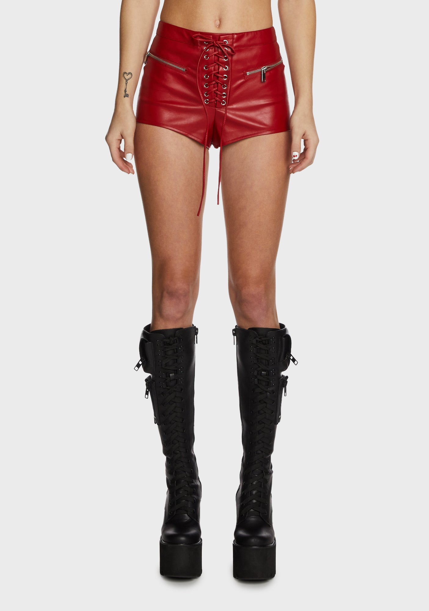 Red lace on sale up shorts