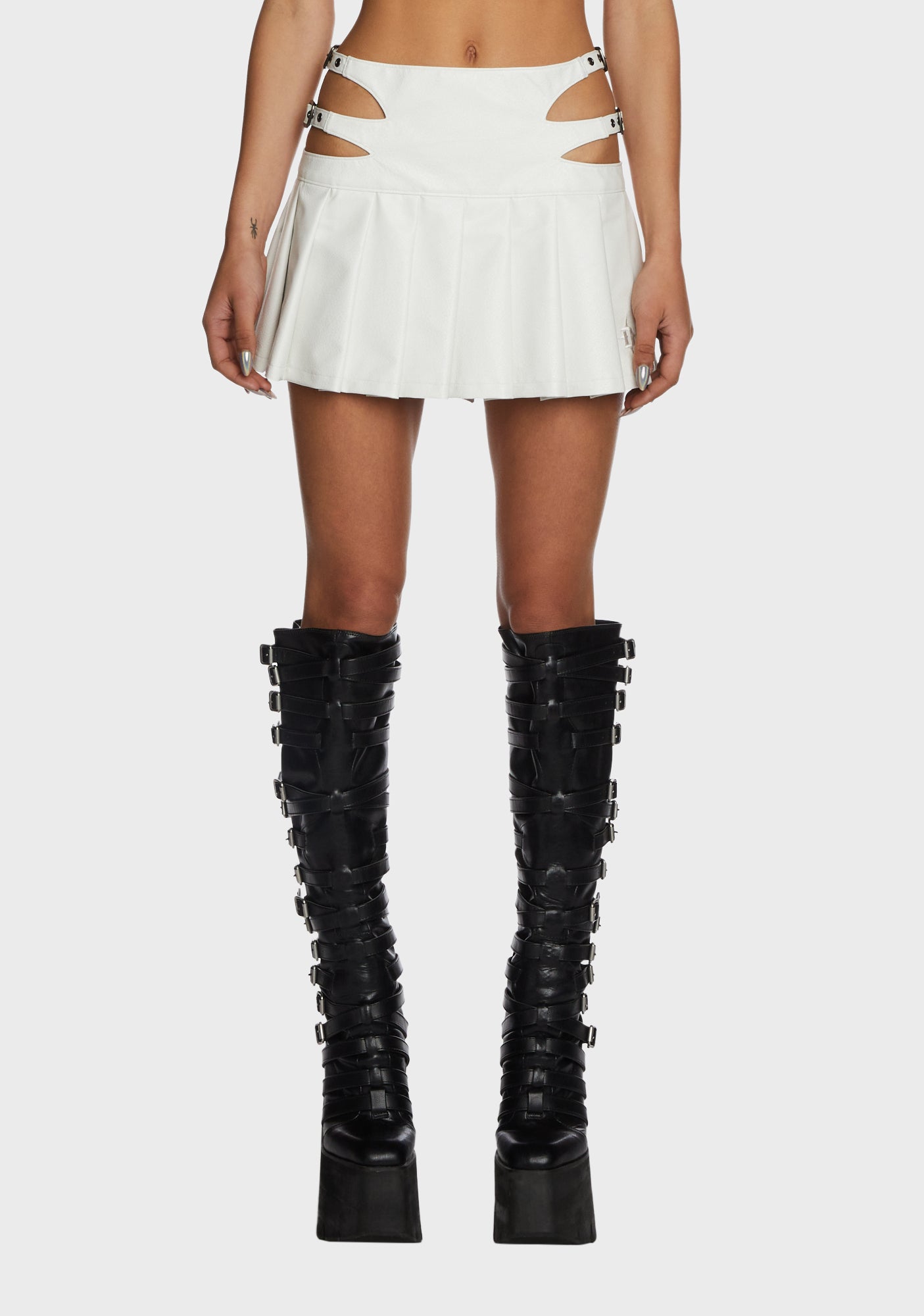 White vegan sales leather skirt
