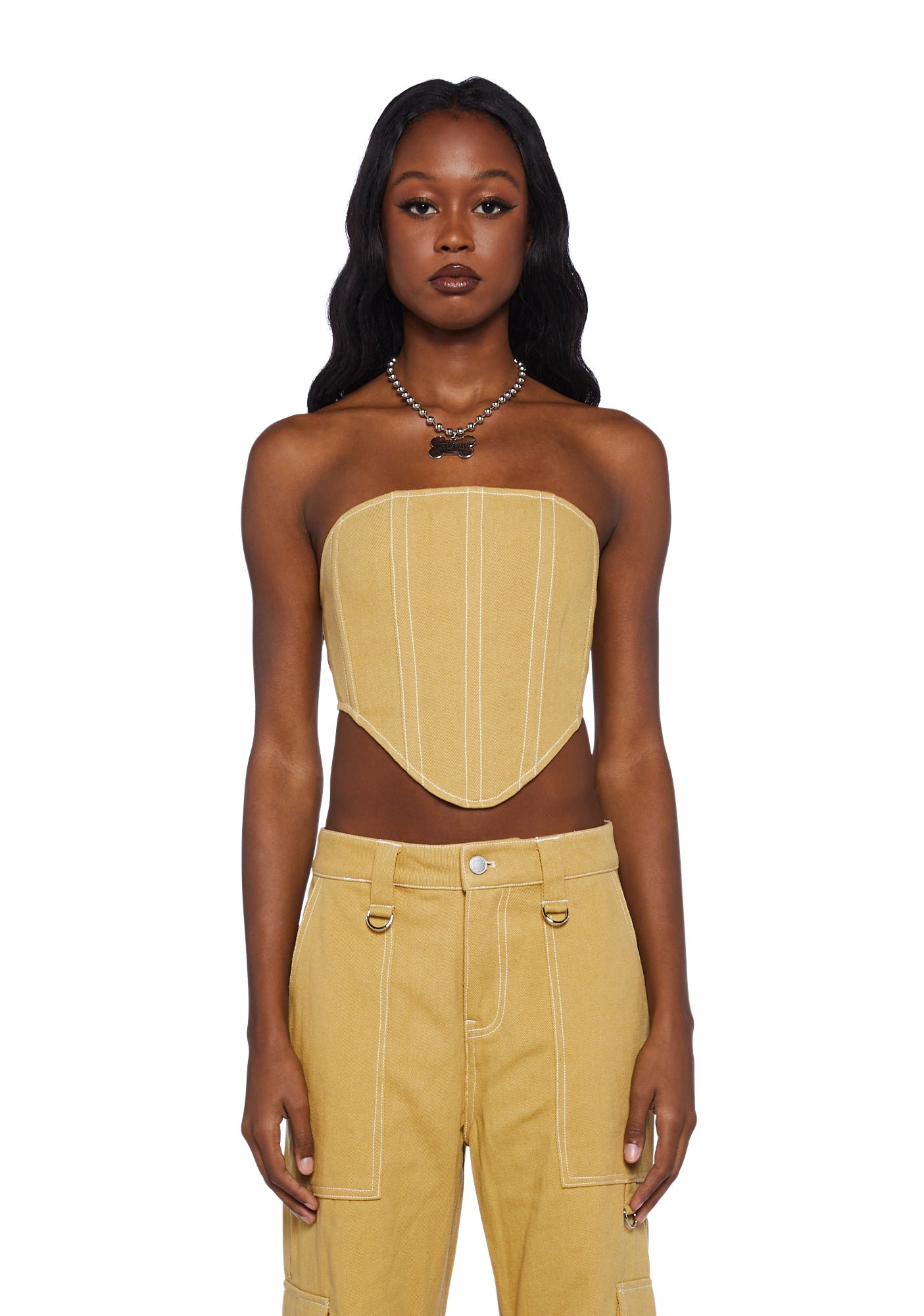 By Dylan Corset Crop Top- Yellow