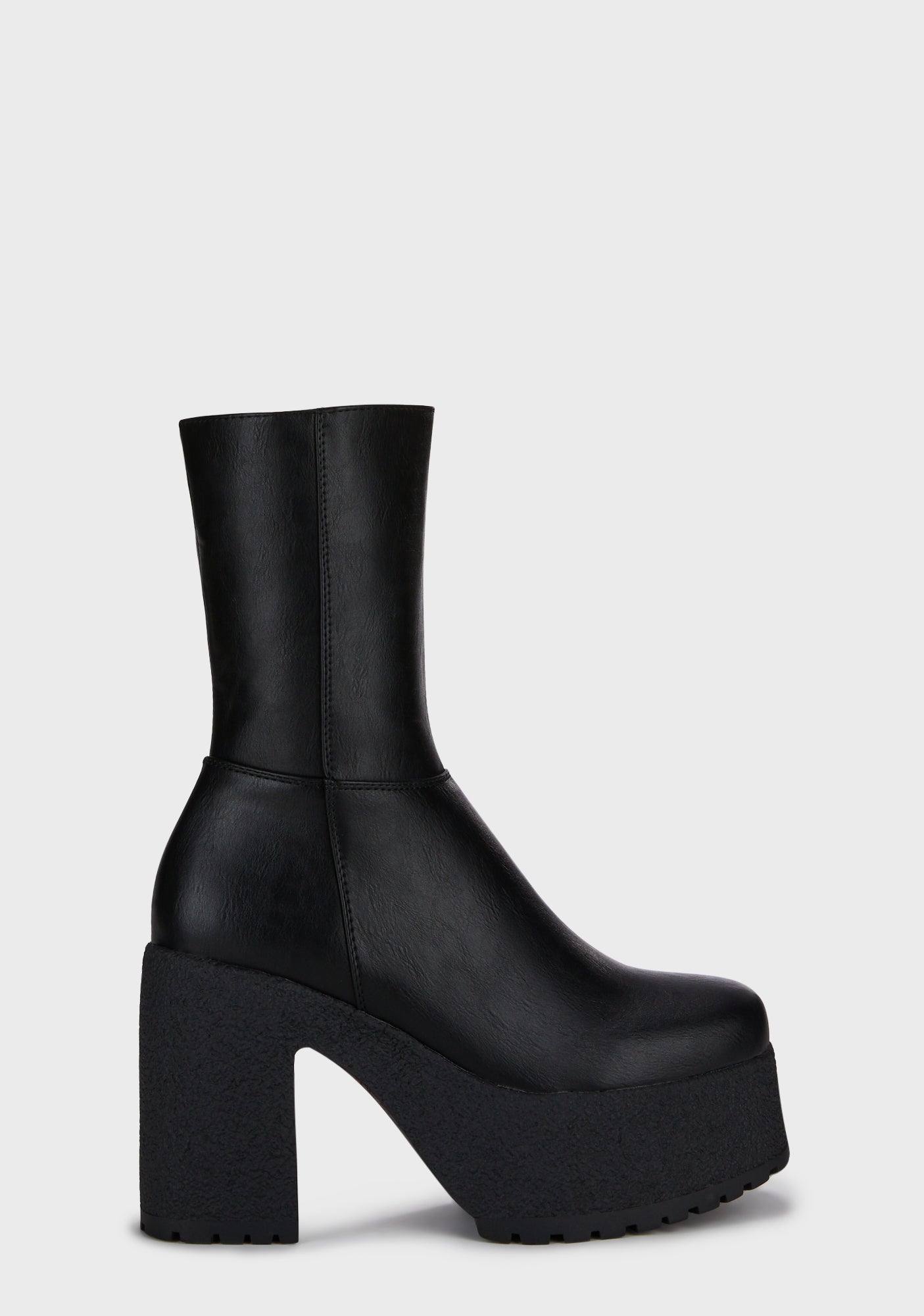 Lamoda Platform Heel Vegan Leather Ankle Boots Black Dolls Kill