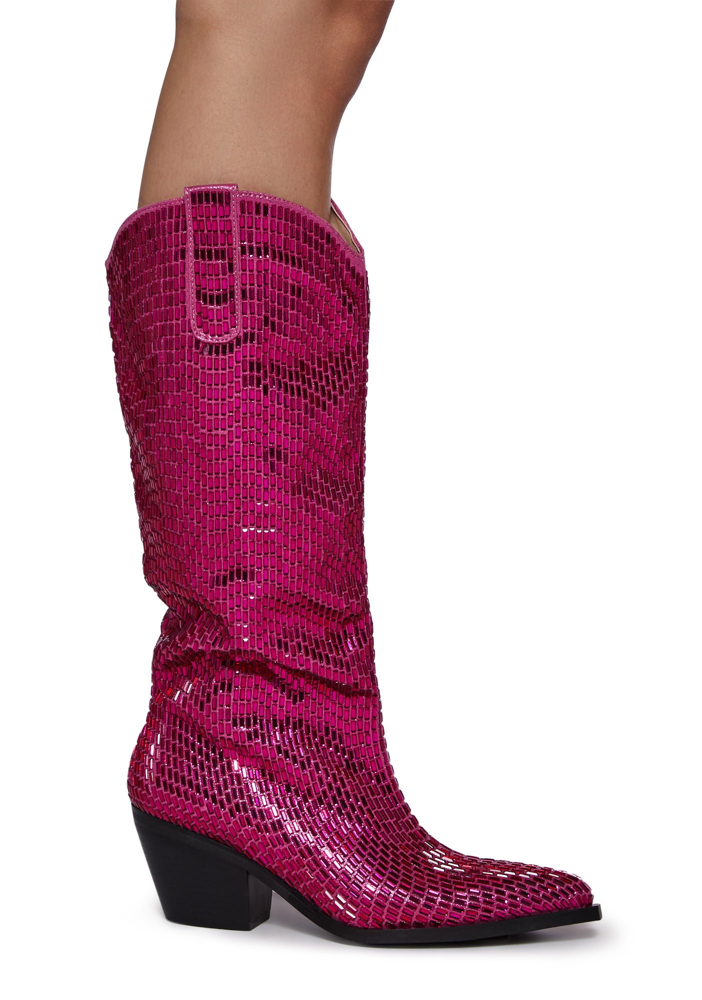 Azalea Wang Rhinestone Cowboy Boots Pink Dolls Kill