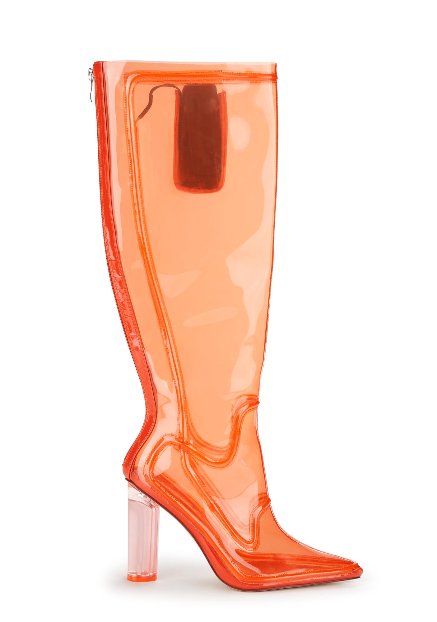 AZALEA WANG Clear Light Up PVC Knee High Boots Orange Dolls Kill