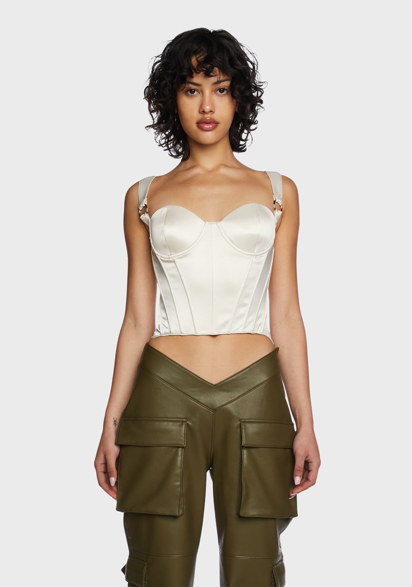 Poster Grl Structured Satin Bustier Top - Off White – Dolls Kill