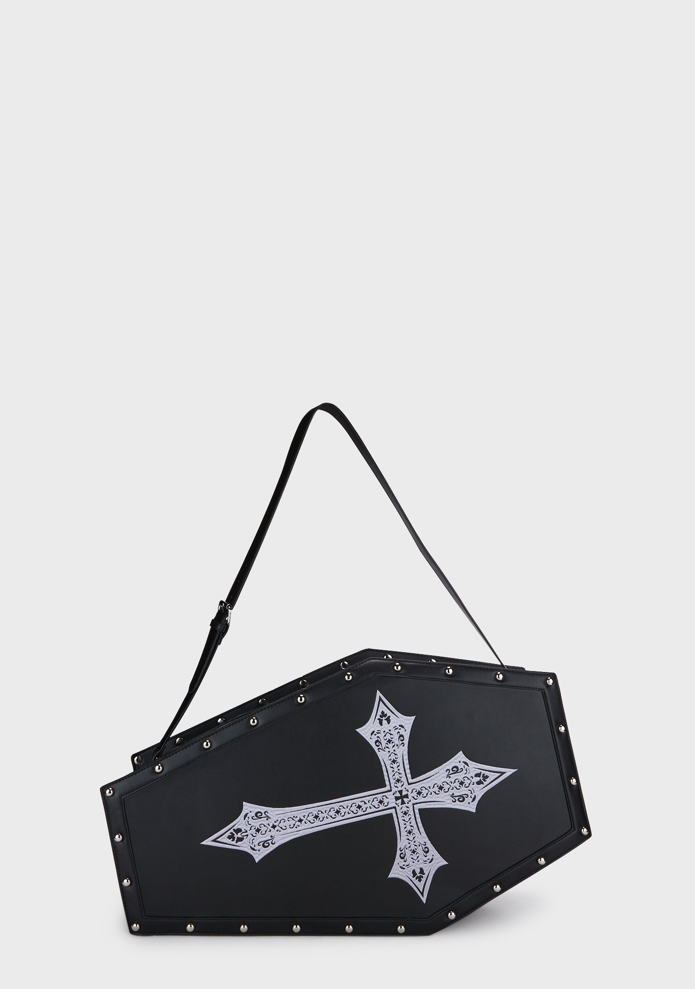 Widow Silver Embroidered Coffin Weekender Bag Black